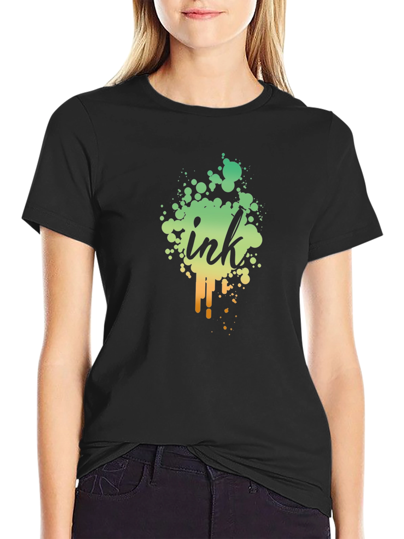 Ink Splatter Graphic Black T-Shirt