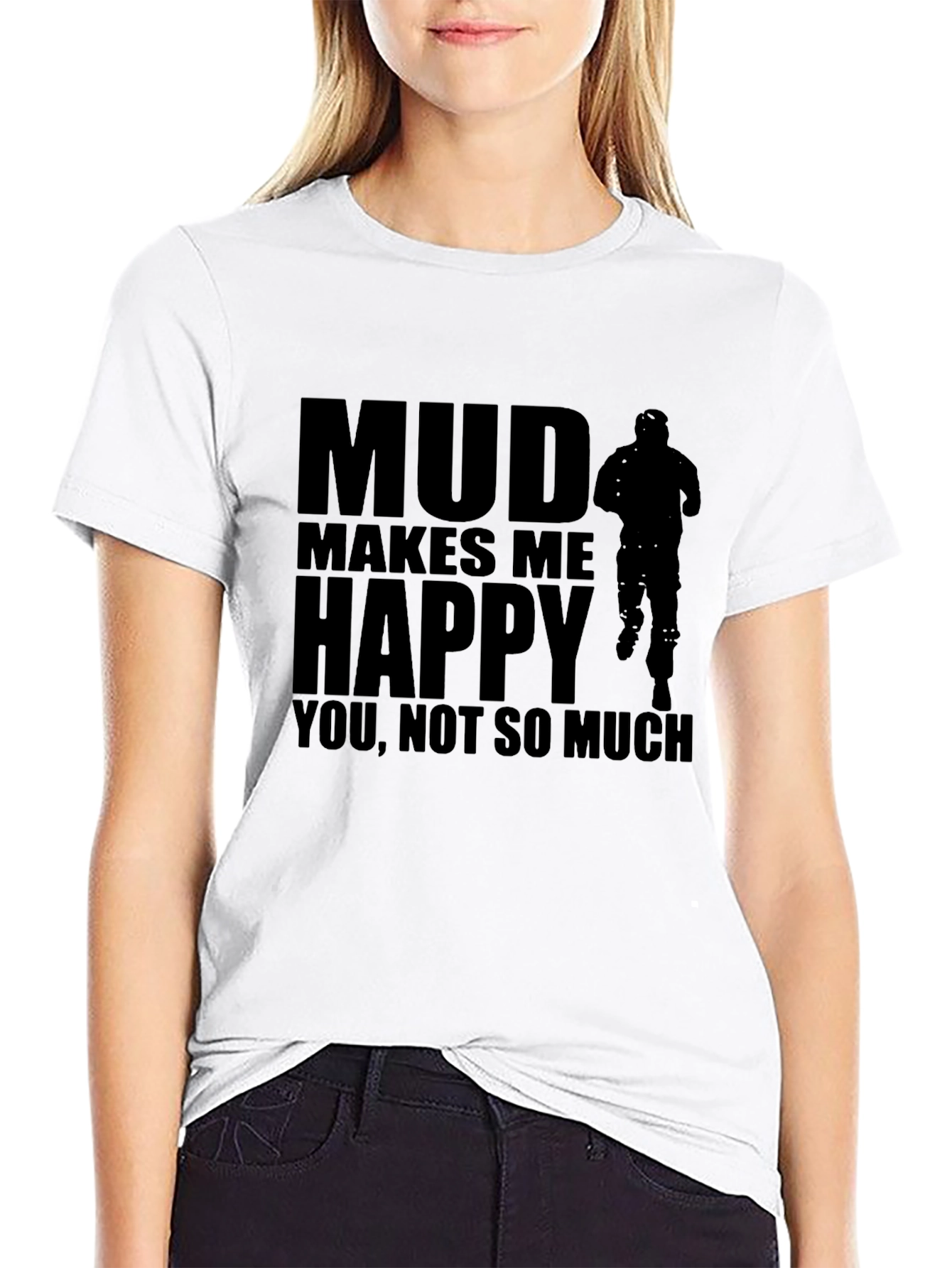 Mud Makes Me Happy Black Graphic T-Shirt