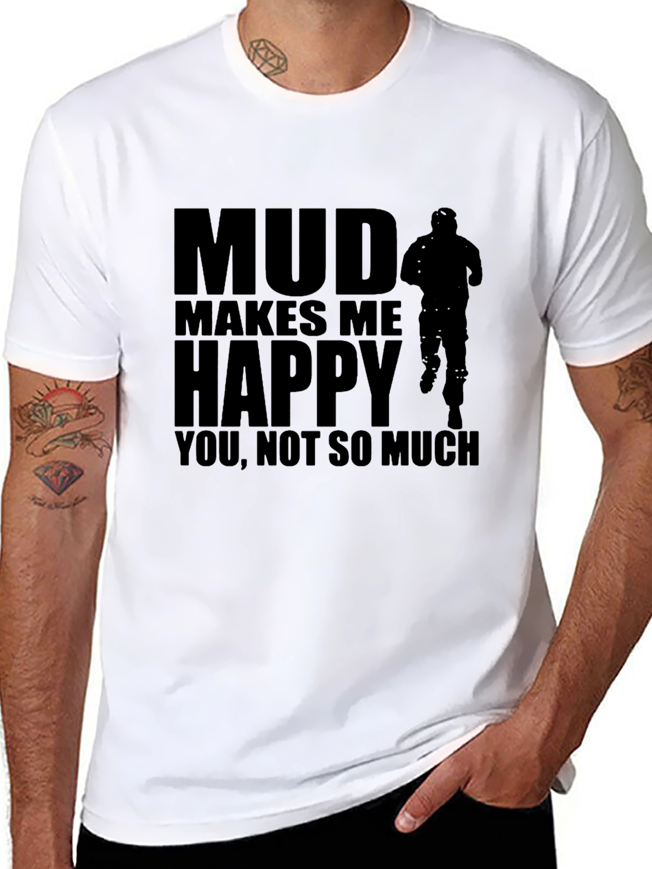 Mud Makes Me Happy Black Graphic T-Shirt