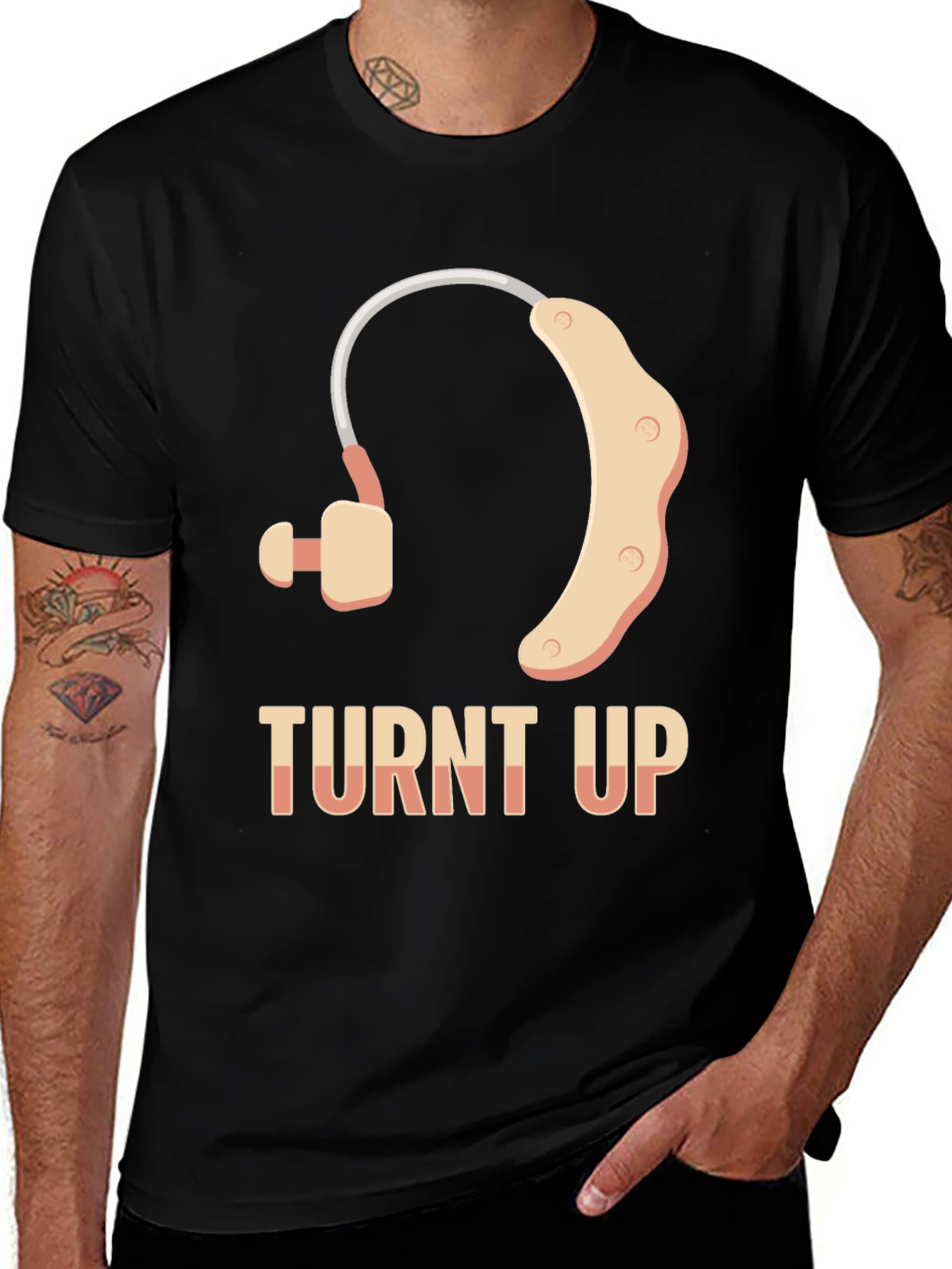 Turnt Up Hearing Aid T-Shirt - Black