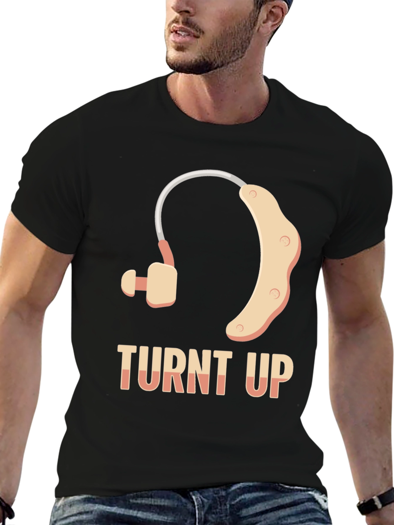 Turnt Up Hearing Aid T-Shirt - Black