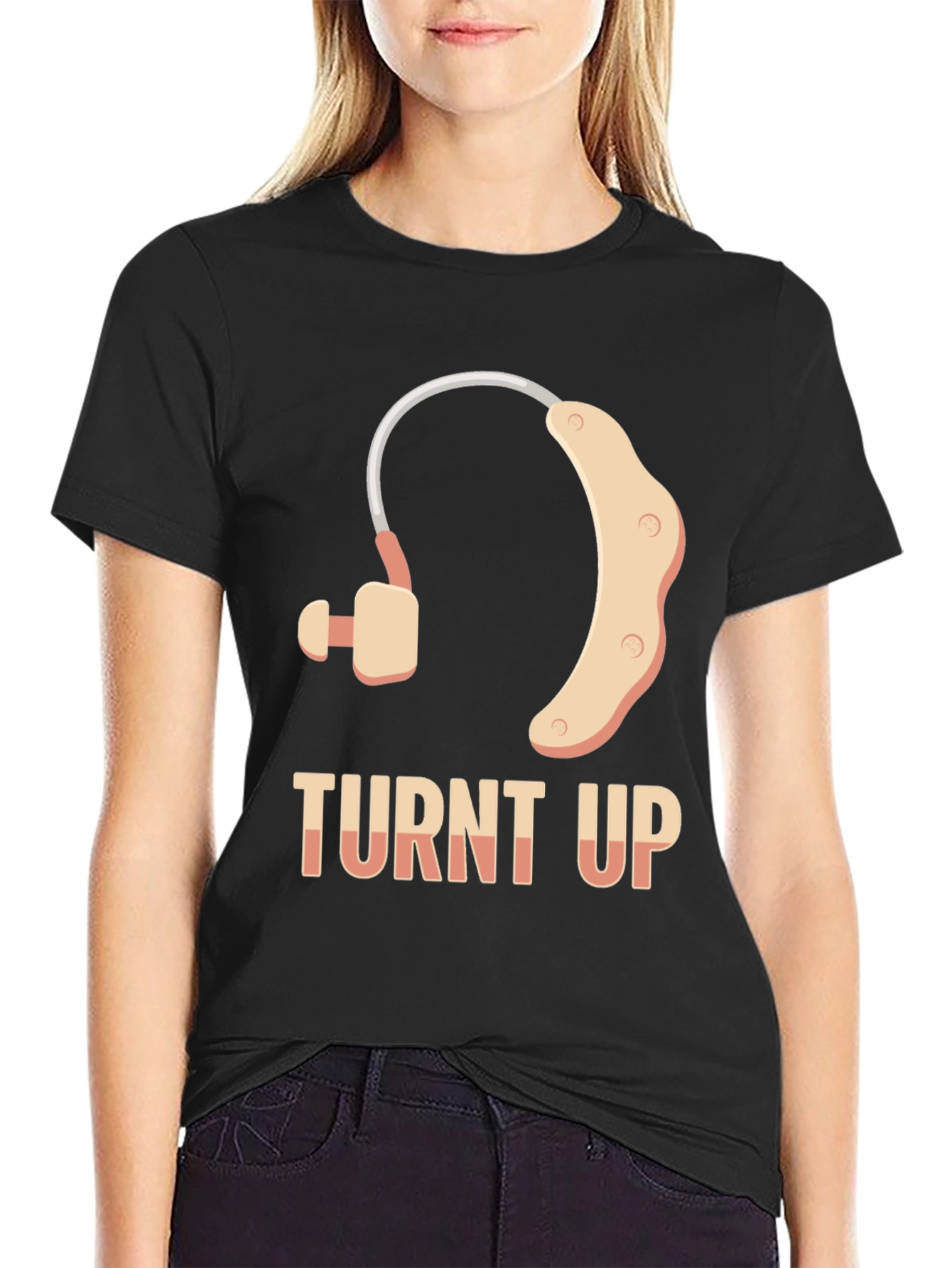 Turnt Up Hearing Aid T-Shirt - Black
