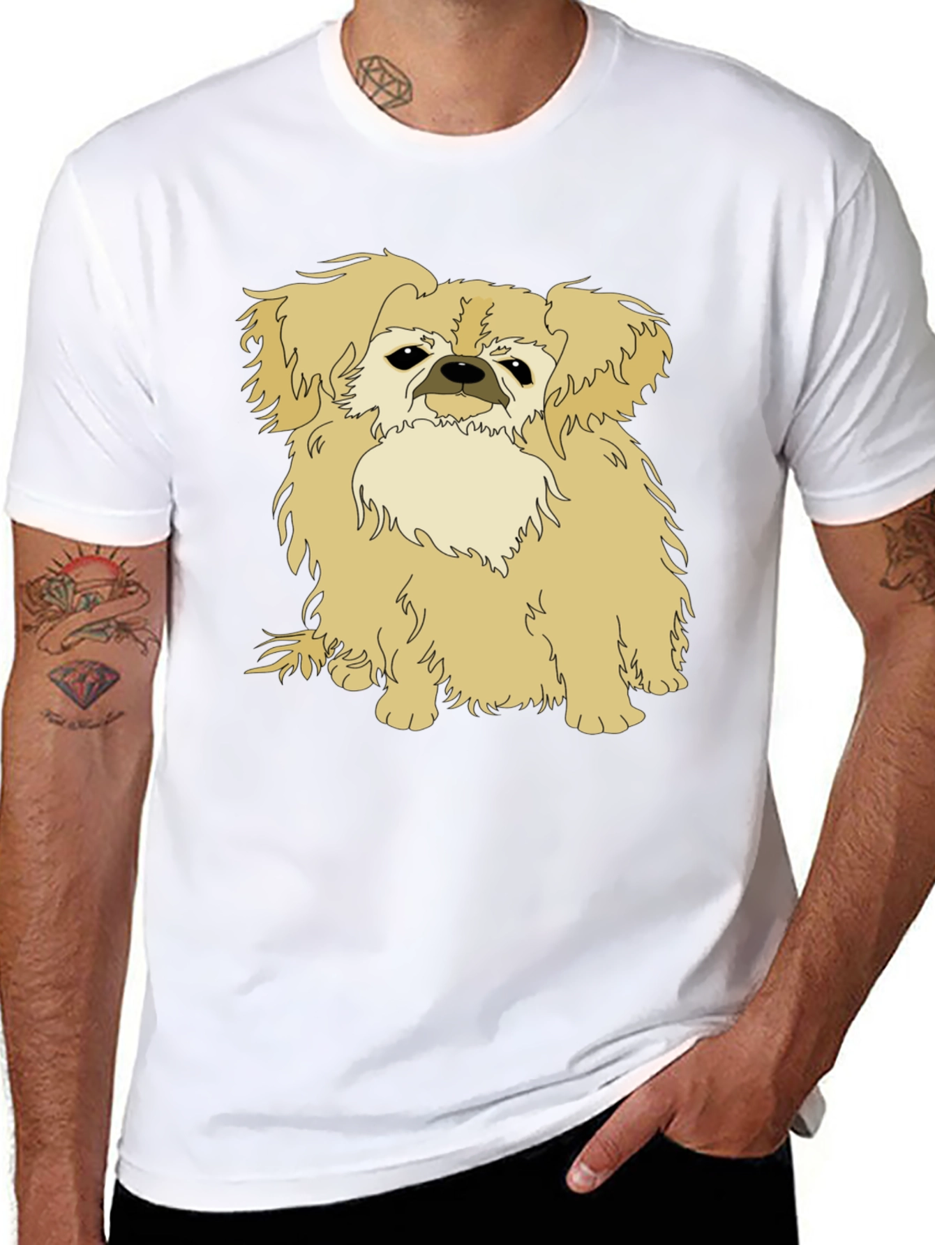 Pekingese Dog Graphic Tee - Black Cotton T-Shirt