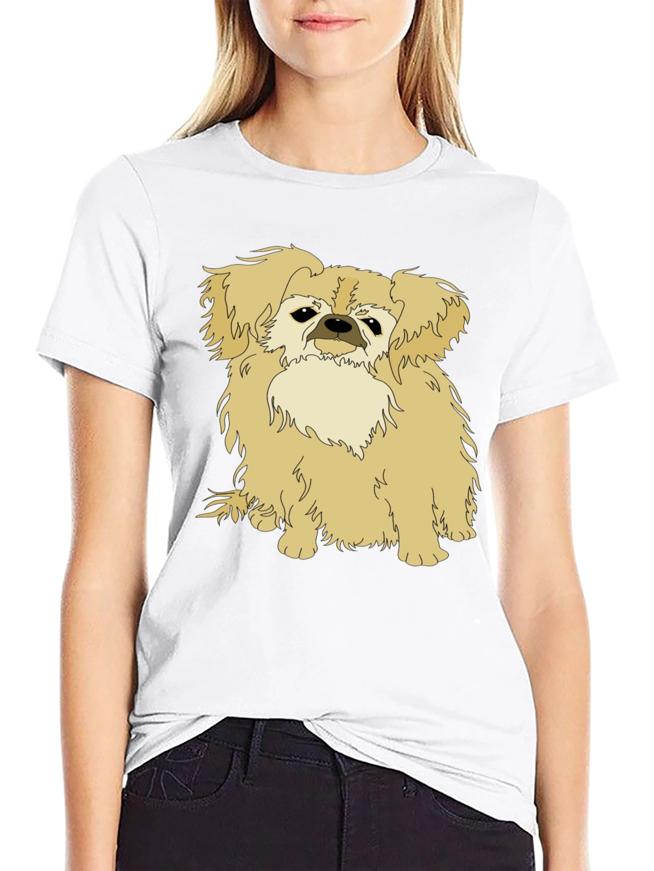 Pekingese Dog Graphic Tee - Black Cotton T-Shirt