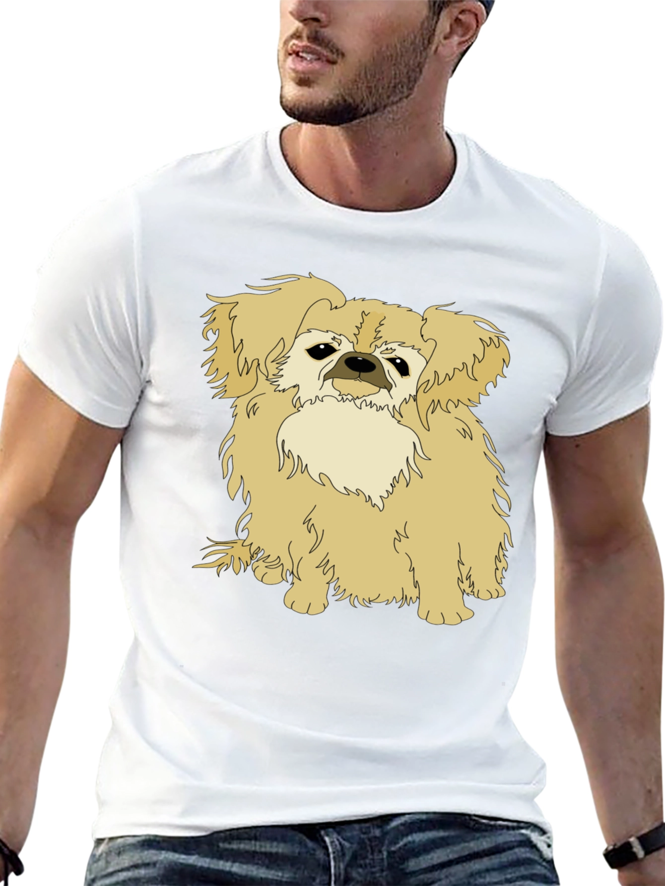 Pekingese Dog Graphic Tee - Black Cotton T-Shirt