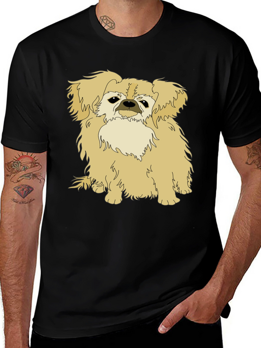 Pekingese Dog Graphic Tee - Black Cotton T-Shirt