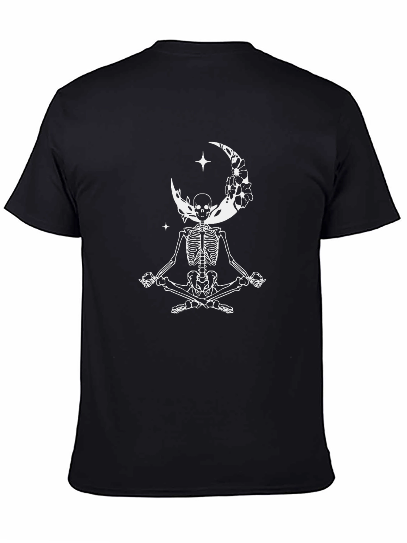 Yoga Skeleton Moon Graphic Tee - Black