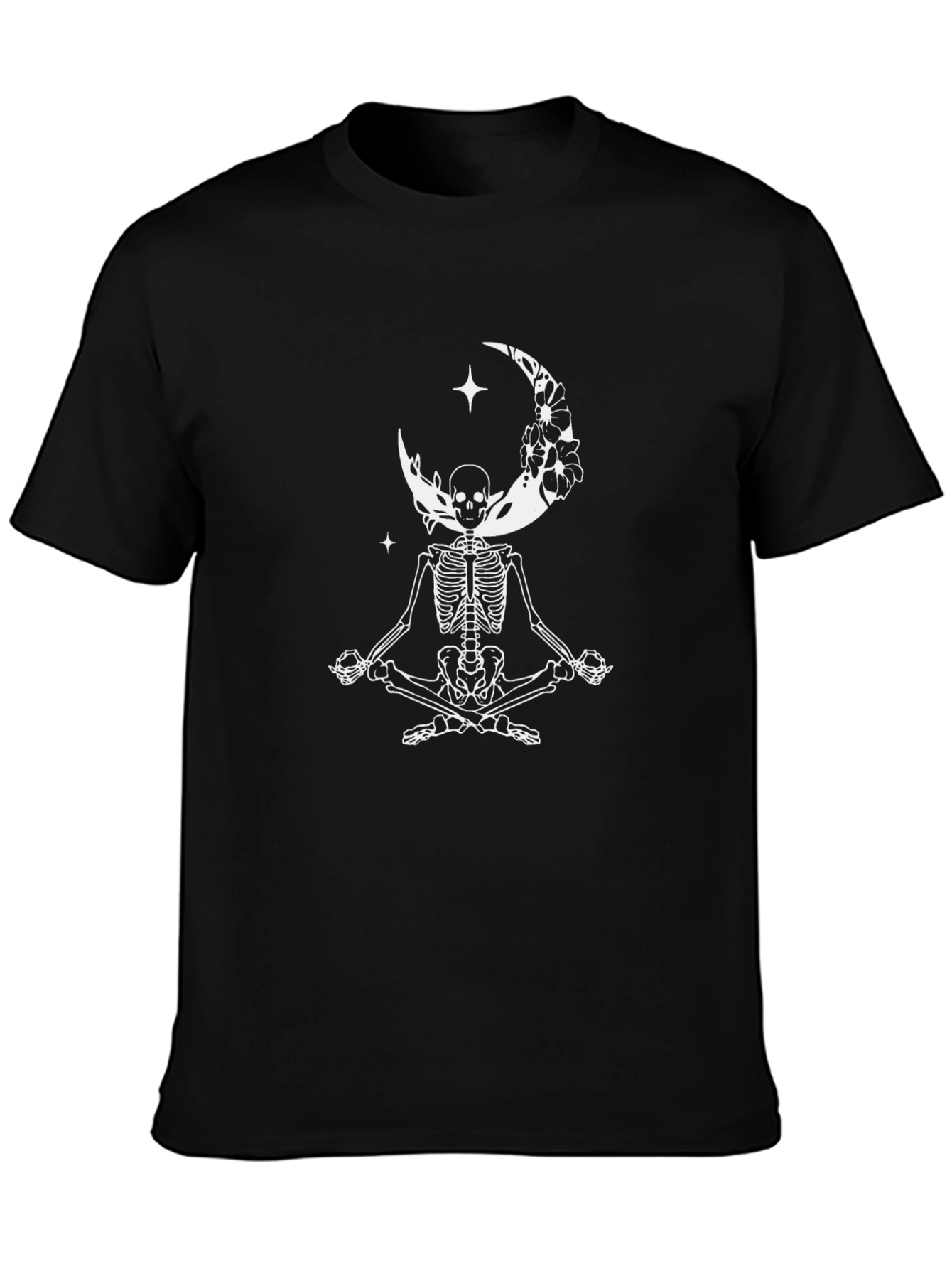 Yoga Skeleton Moon Graphic Tee - Black