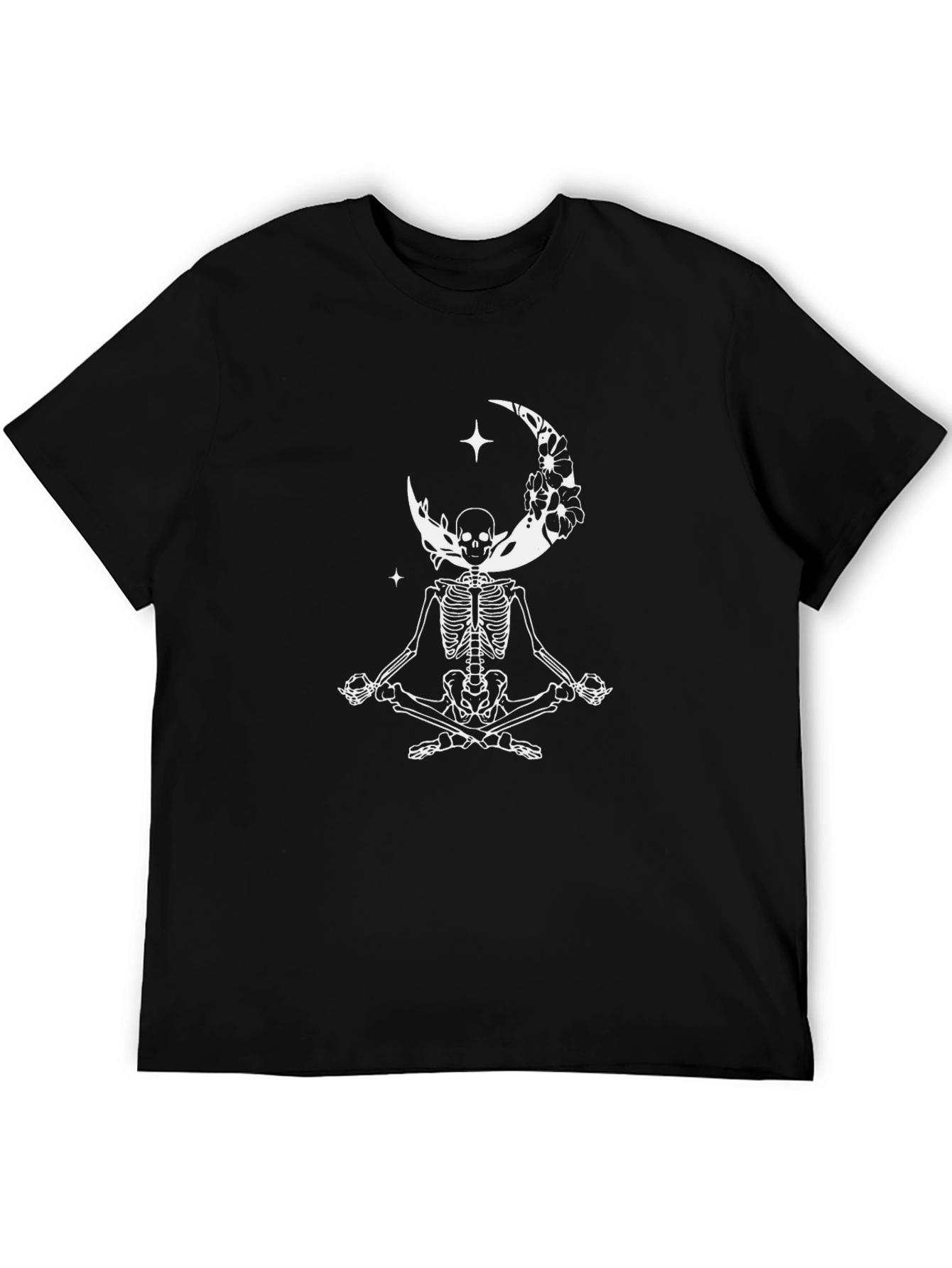 Yoga Skeleton Moon Graphic Tee - Black