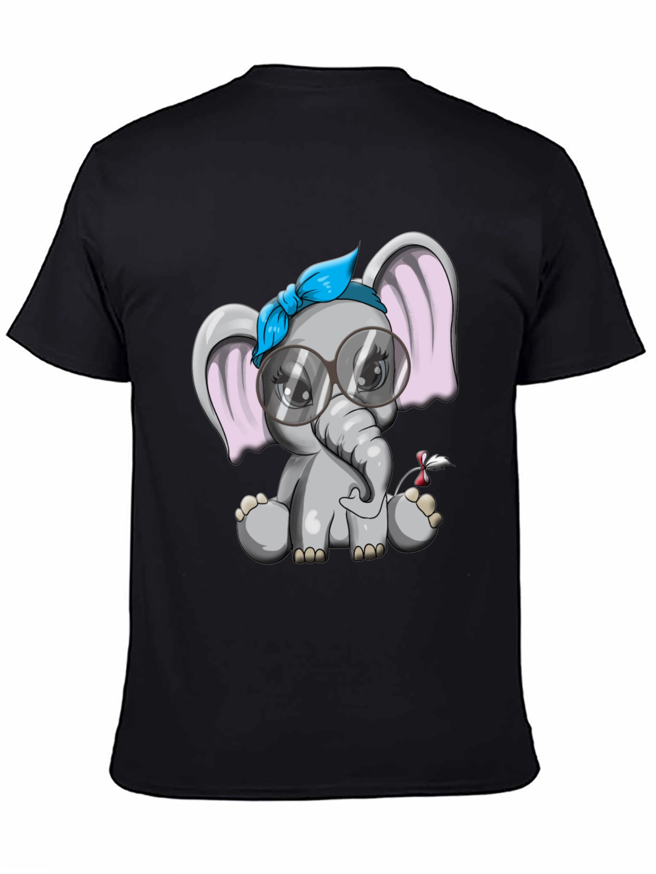 Cute Elephant Graphic Tee - Black