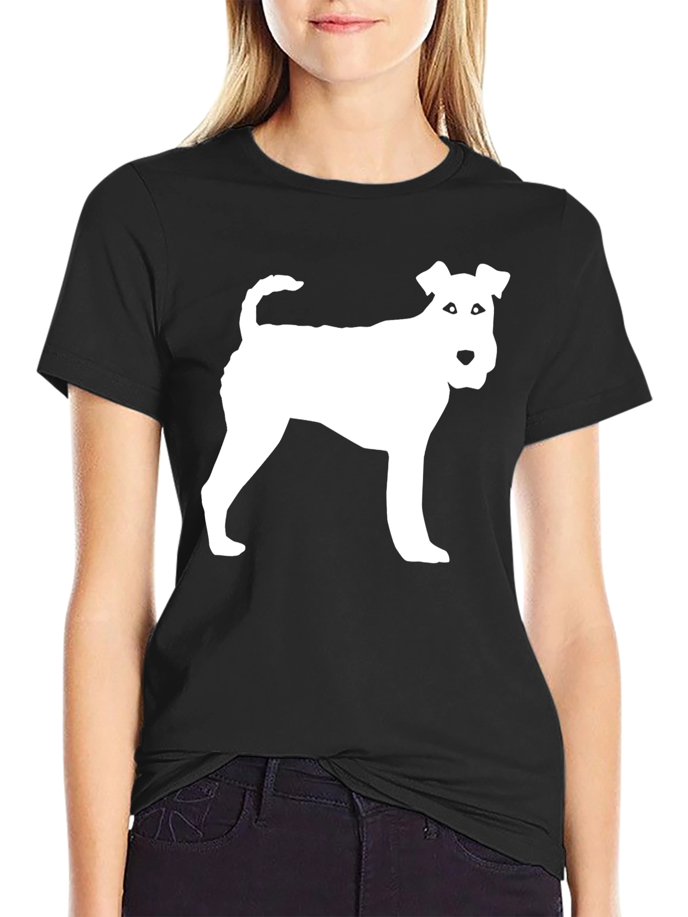 Fox Terrier Silhouette Tee - Black Cotton Blend
