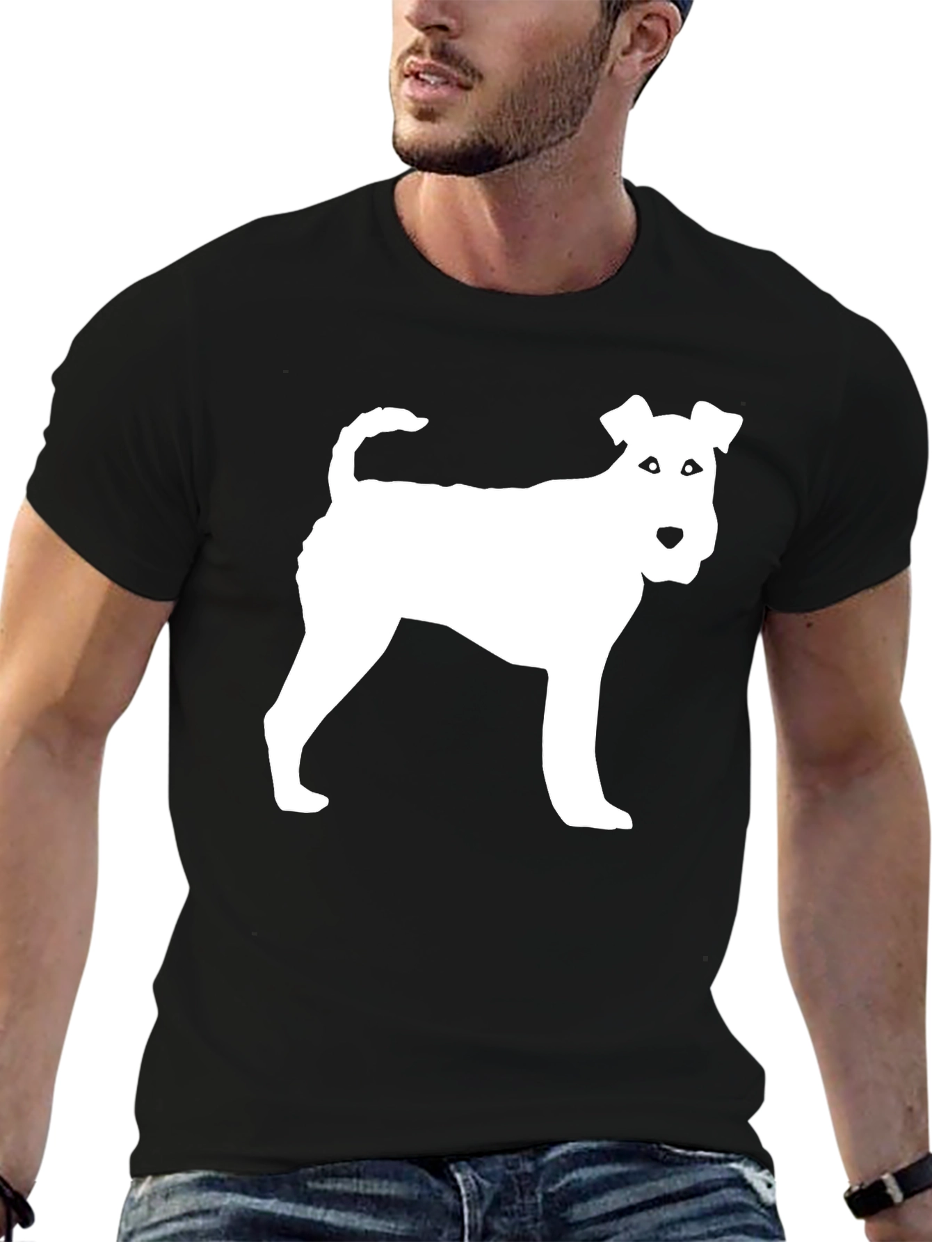 Fox Terrier Silhouette Tee - Black Cotton Blend