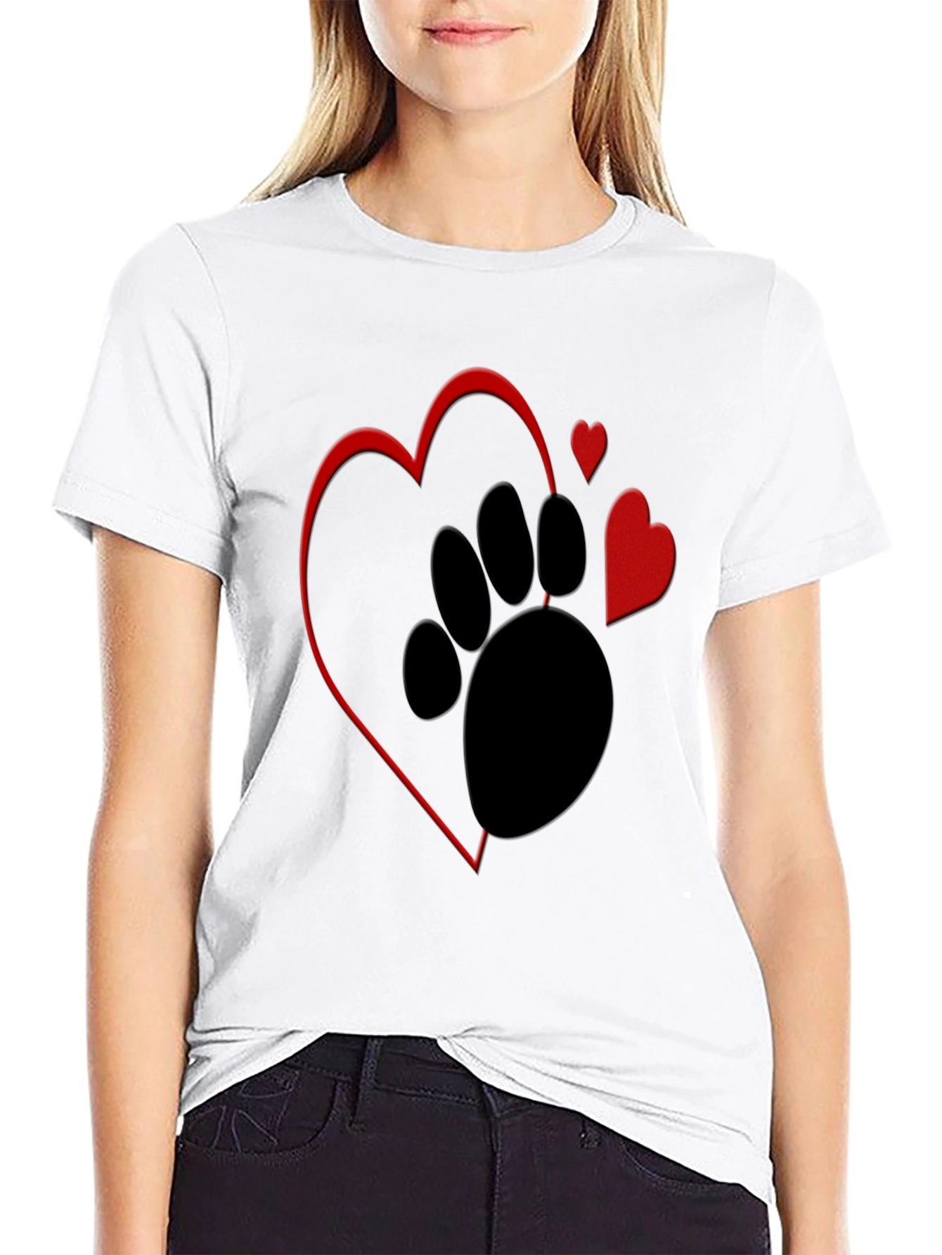 Dog Paw Heart Graphic Tee