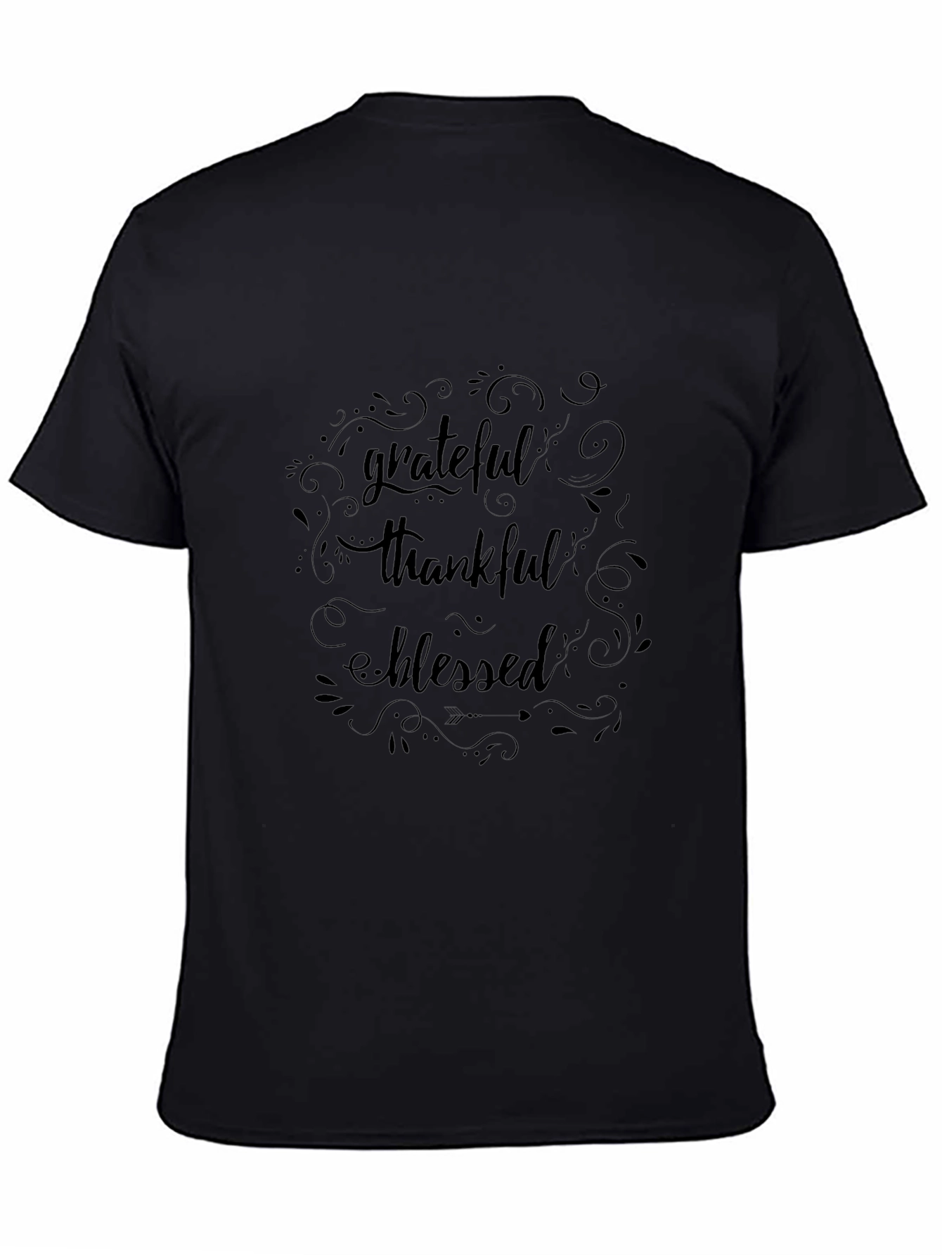Grateful Thankful Blessed Black Graphic Tee Shirt