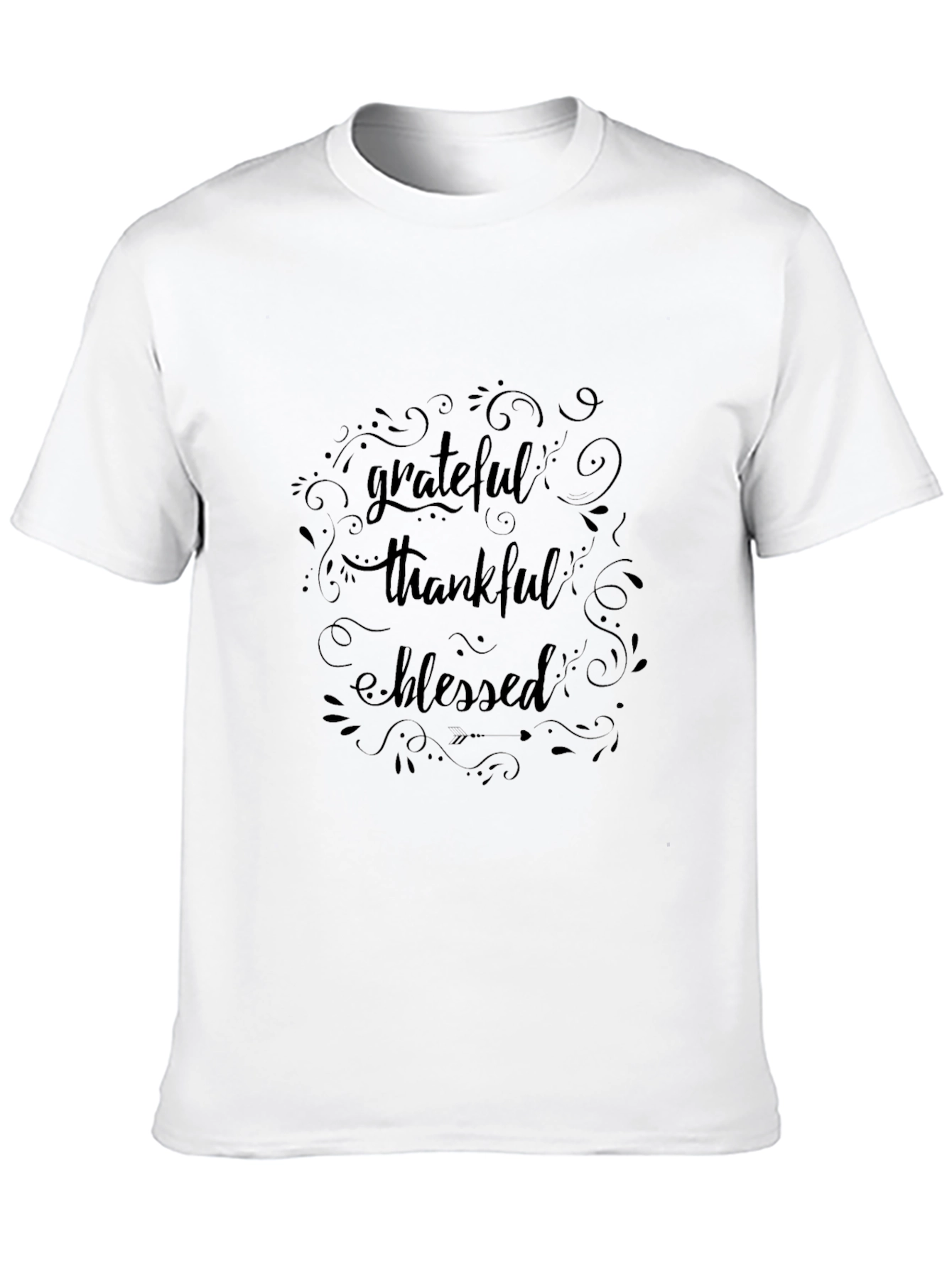 Grateful Thankful Blessed Black Graphic Tee Shirt
