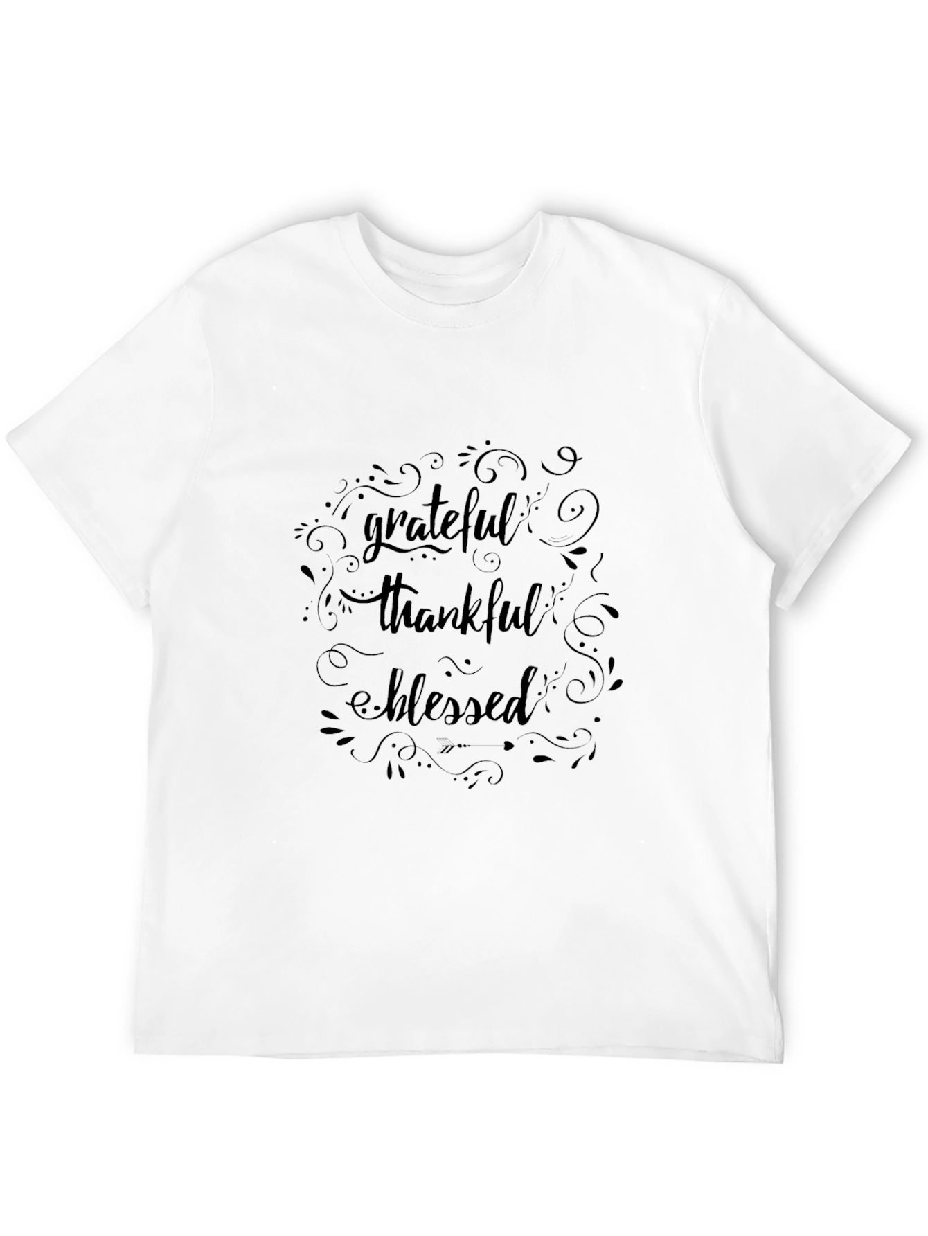 Grateful Thankful Blessed Black Graphic Tee Shirt