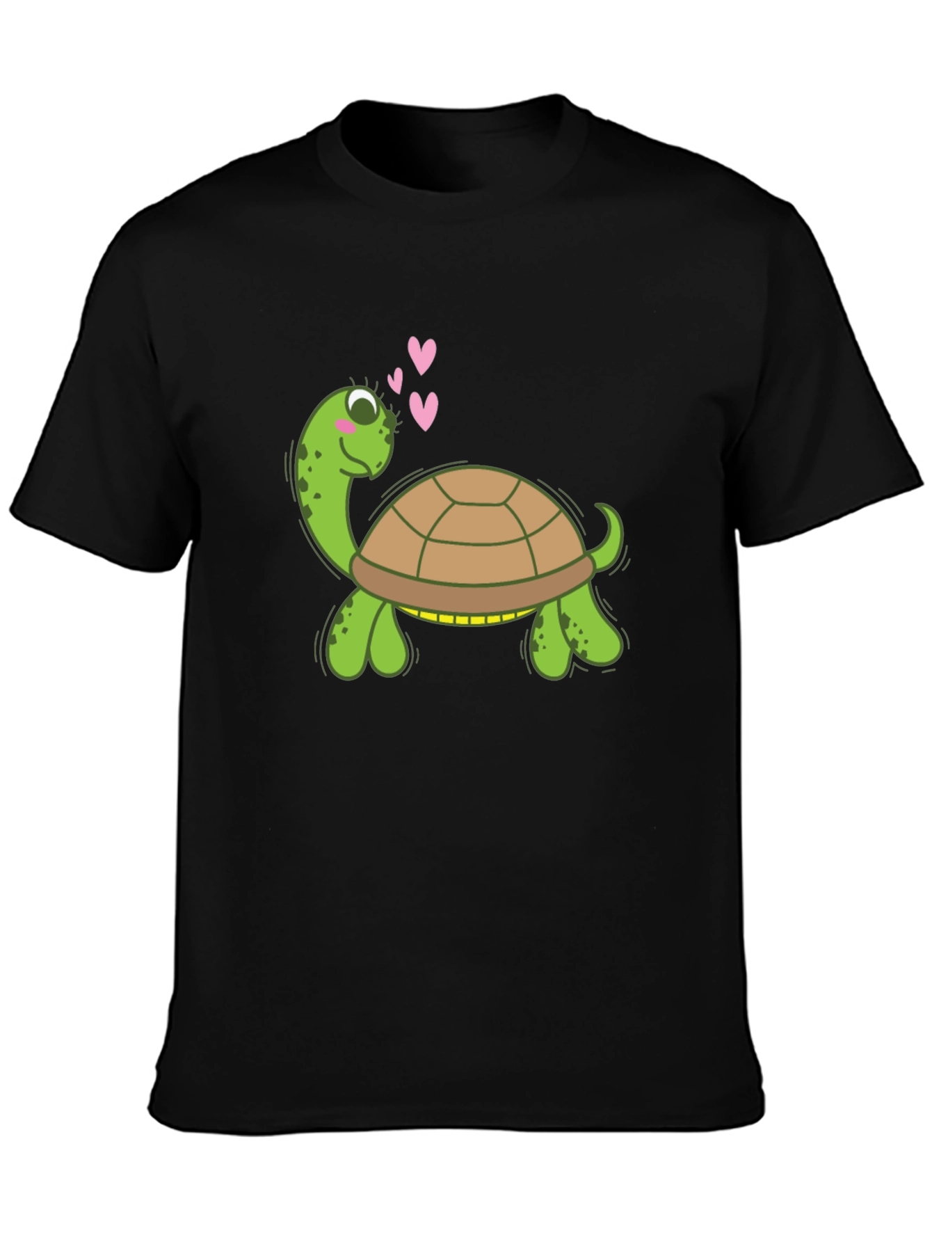 Cute Turtle Graphic Tee - Black Crewneck Shirt