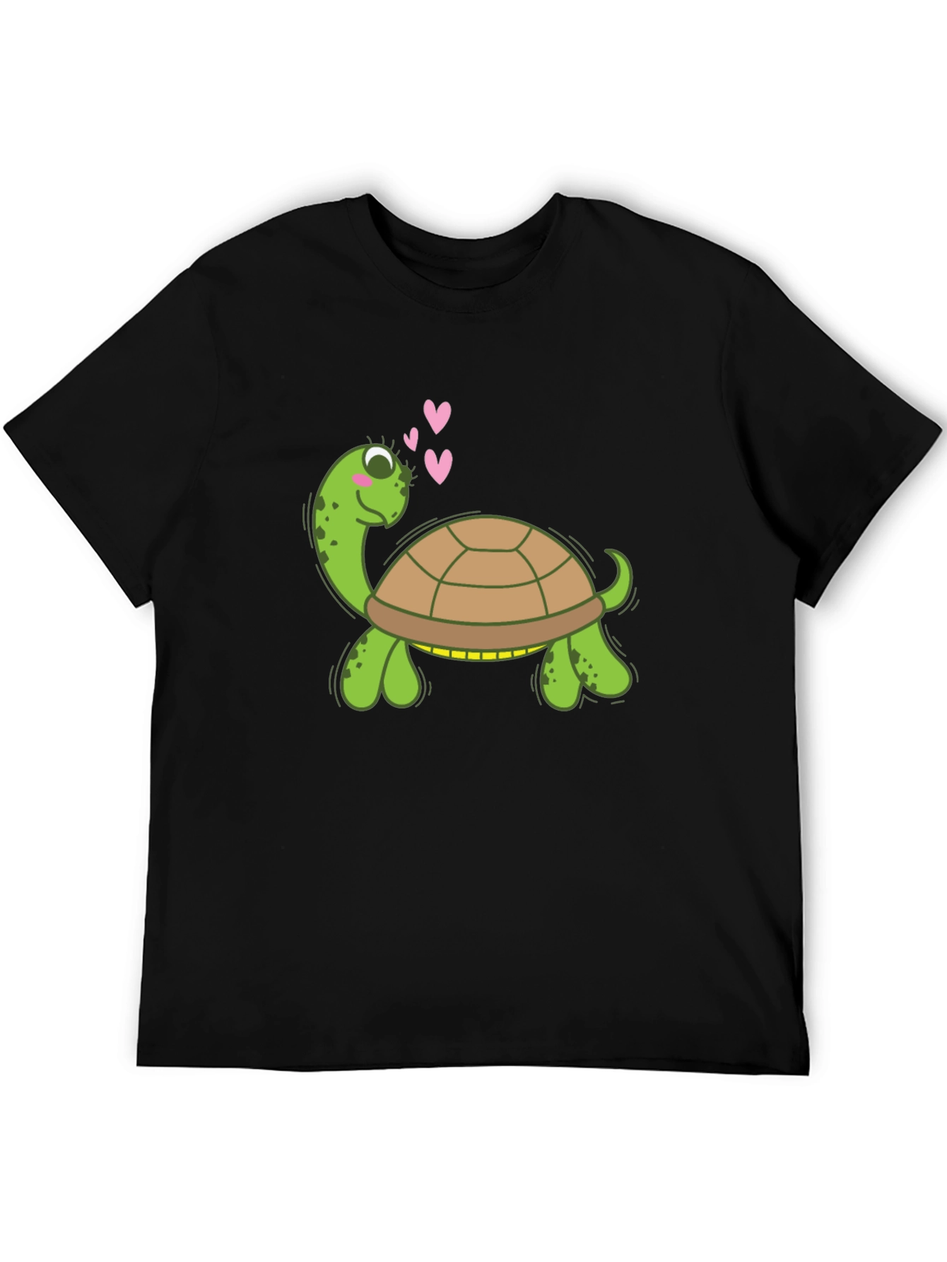 Cute Turtle Graphic Tee - Black Crewneck Shirt