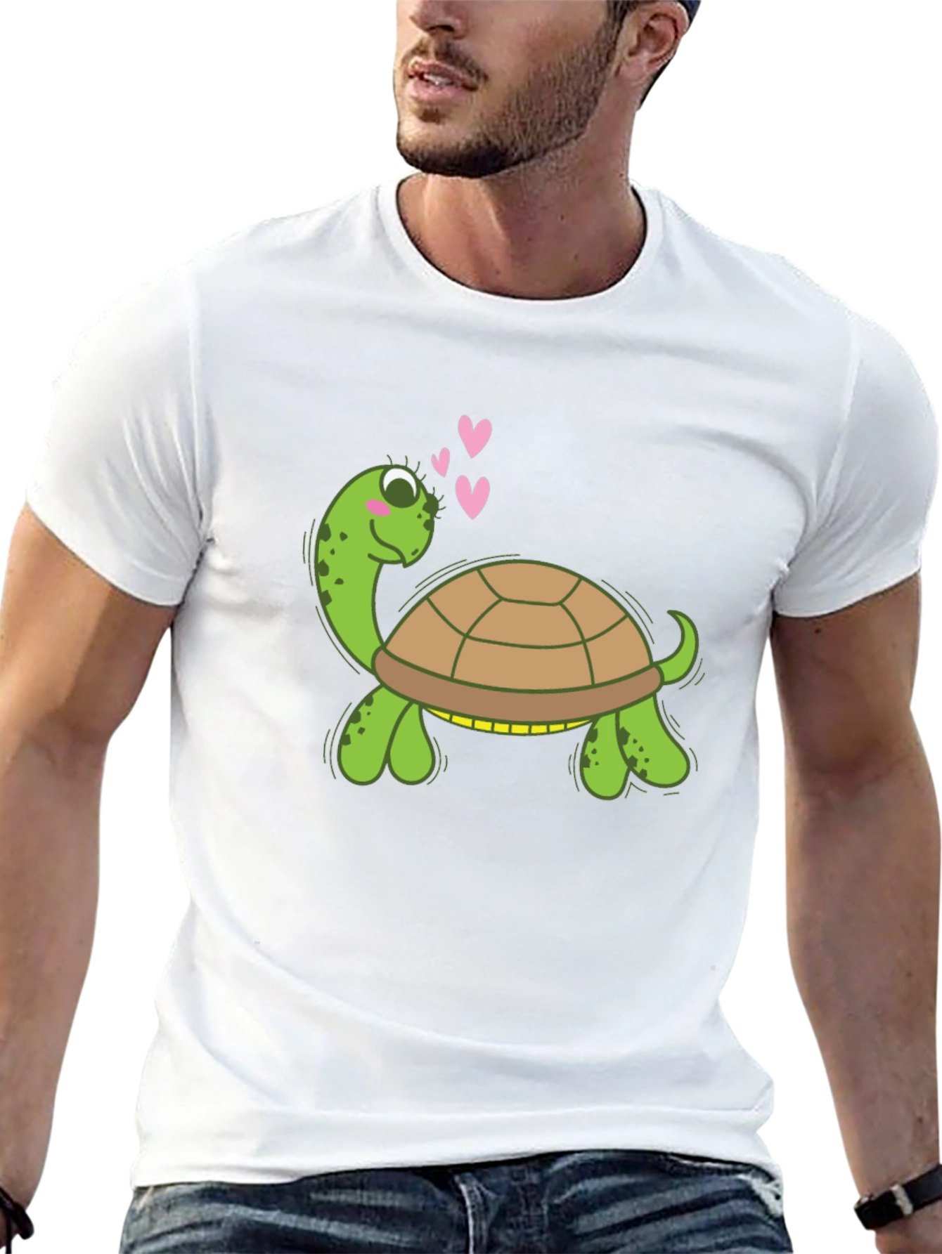 Cute Turtle Graphic Tee - Black Crewneck Shirt
