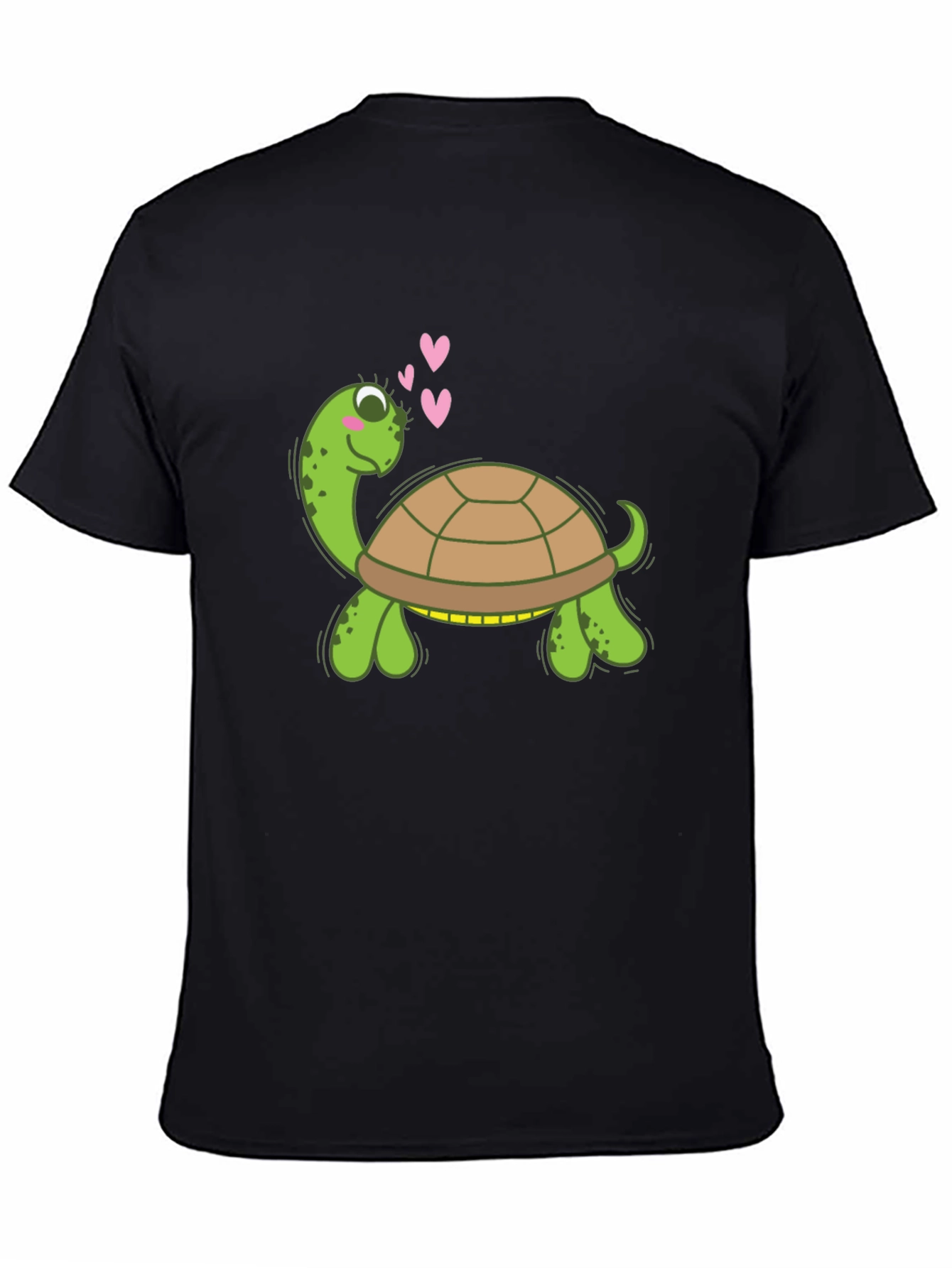 Cute Turtle Graphic Tee - Black Crewneck Shirt