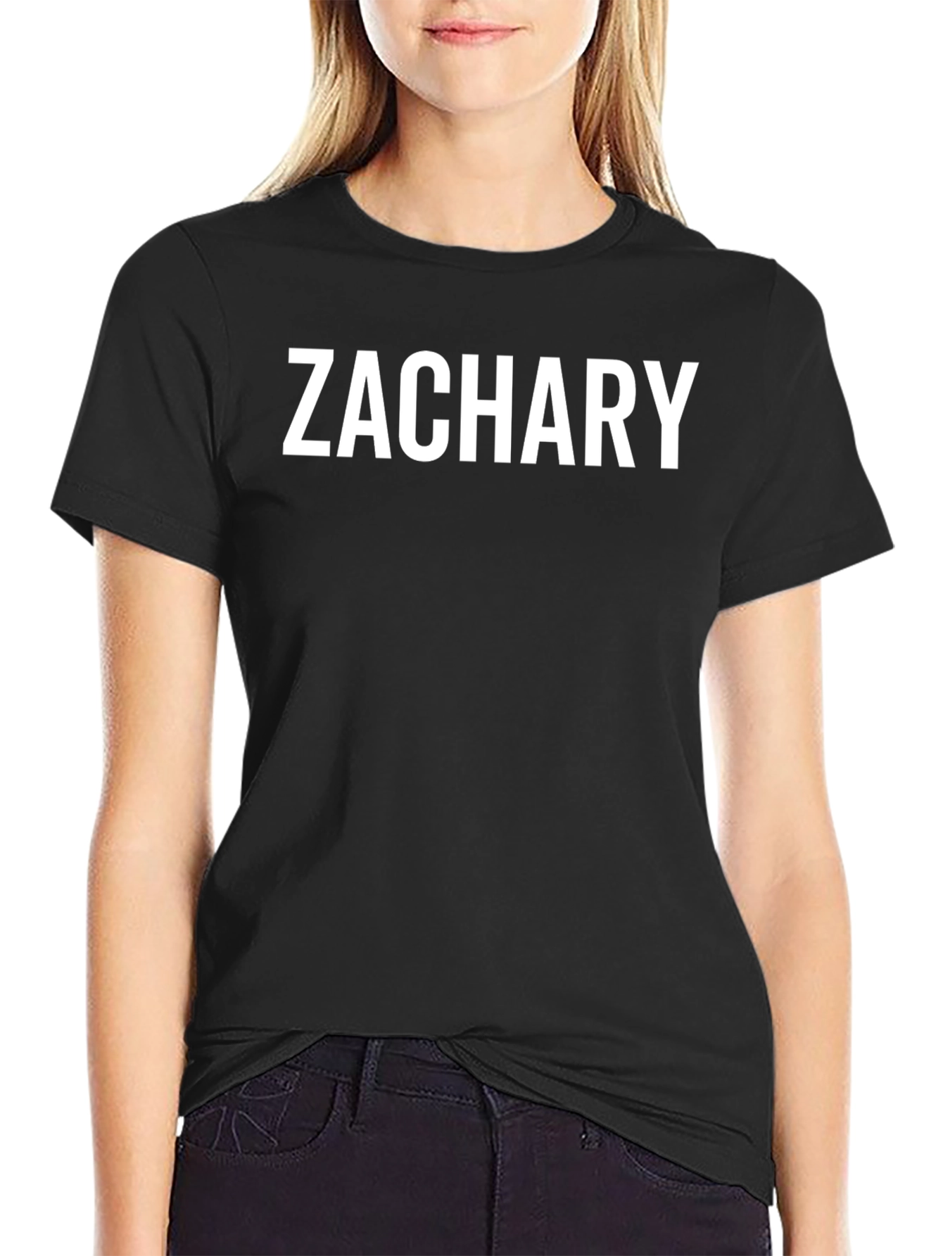 Zachary Text Tee - Stylish Personalized Black T-Shirt