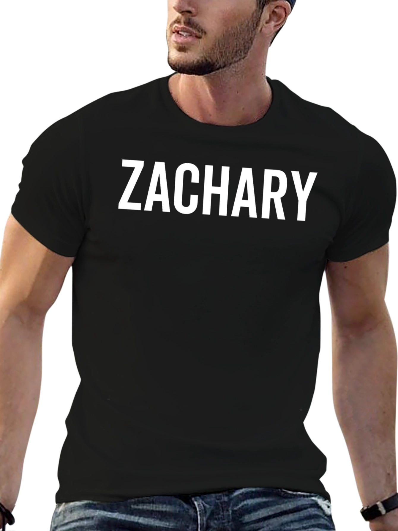 Zachary Text Tee - Stylish Personalized Black T-Shirt