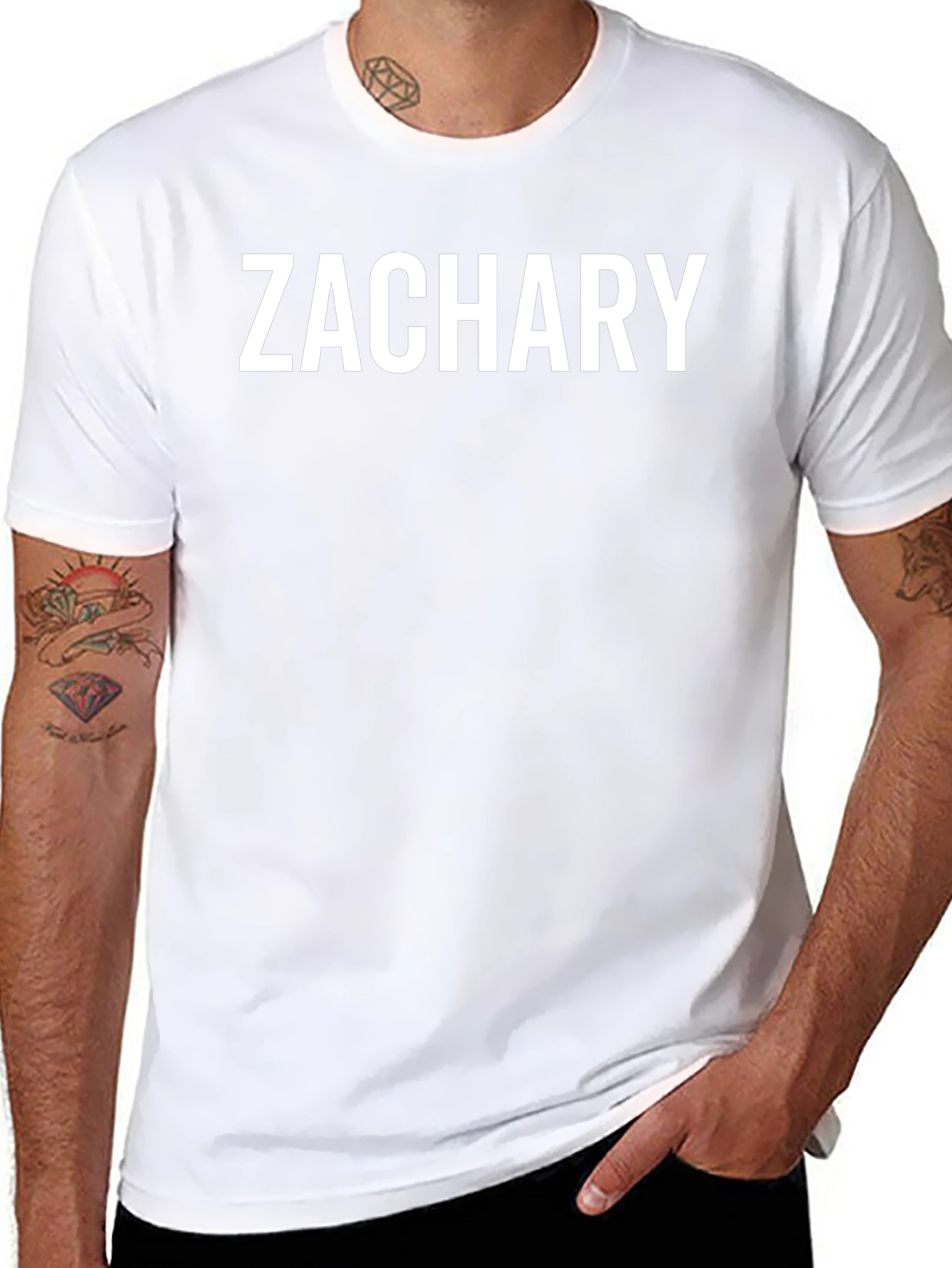 Zachary Text Tee - Stylish Personalized Black T-Shirt