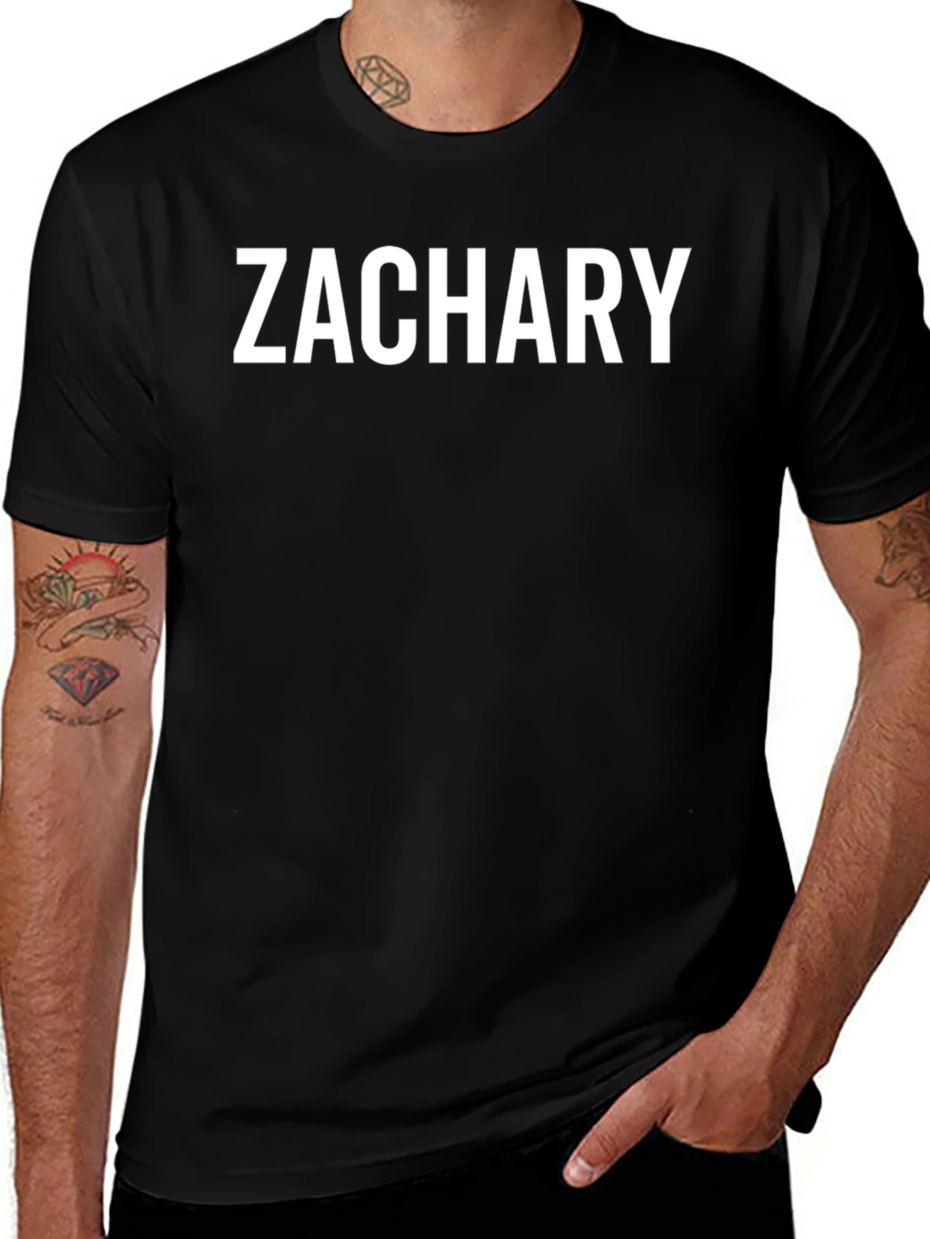 Zachary Text Tee - Stylish Personalized Black T-Shirt