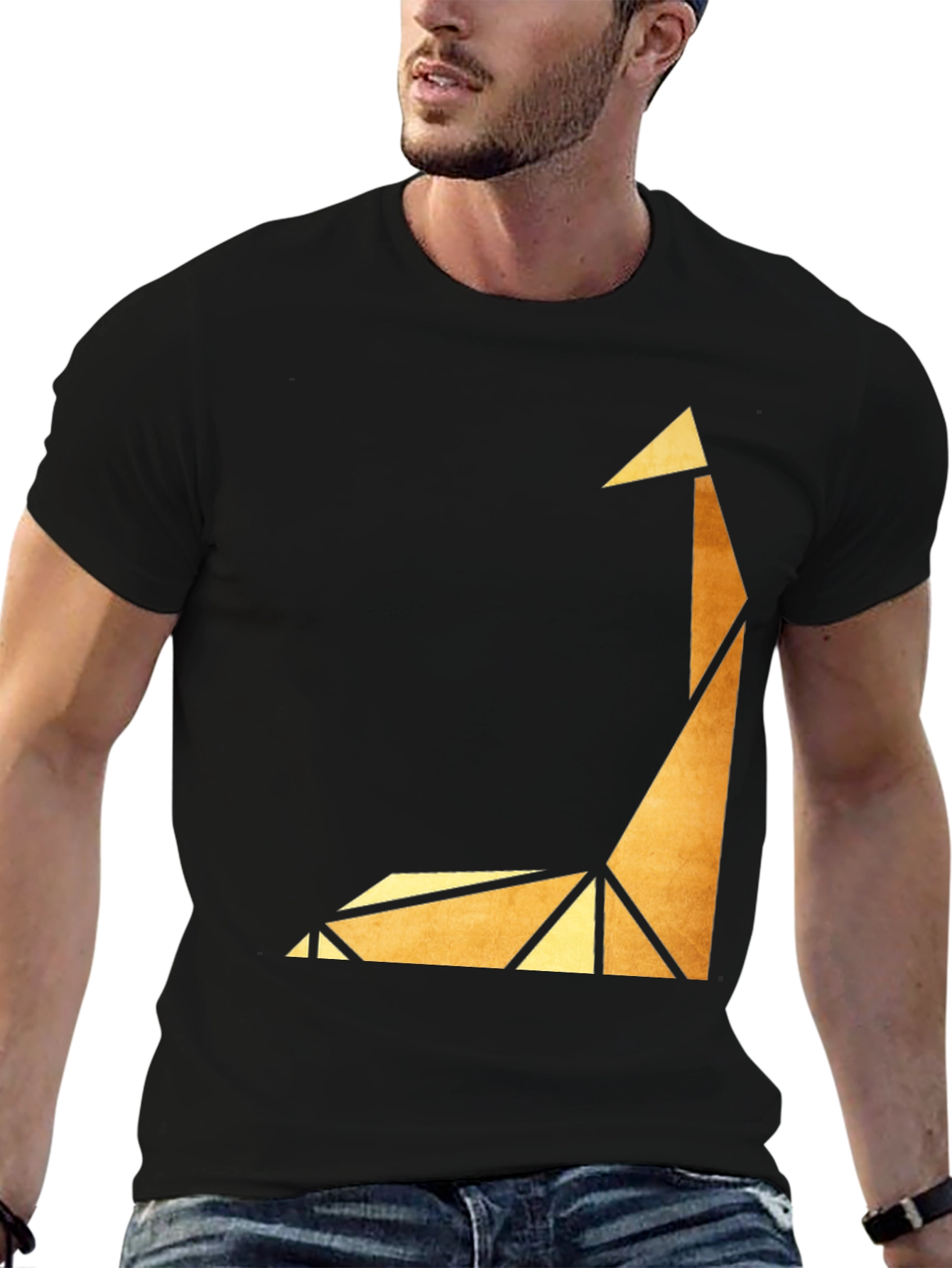 Geometric Giraffe Graphic Tee - Modern Art Shirt