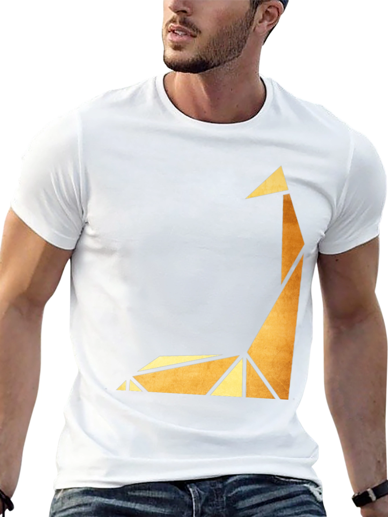 Geometric Giraffe Graphic Tee - Modern Art Shirt