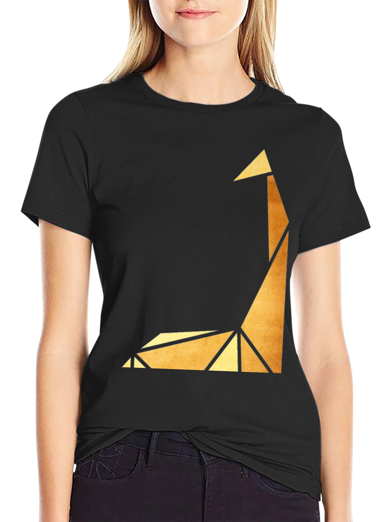 Geometric Giraffe Graphic Tee - Modern Art Shirt