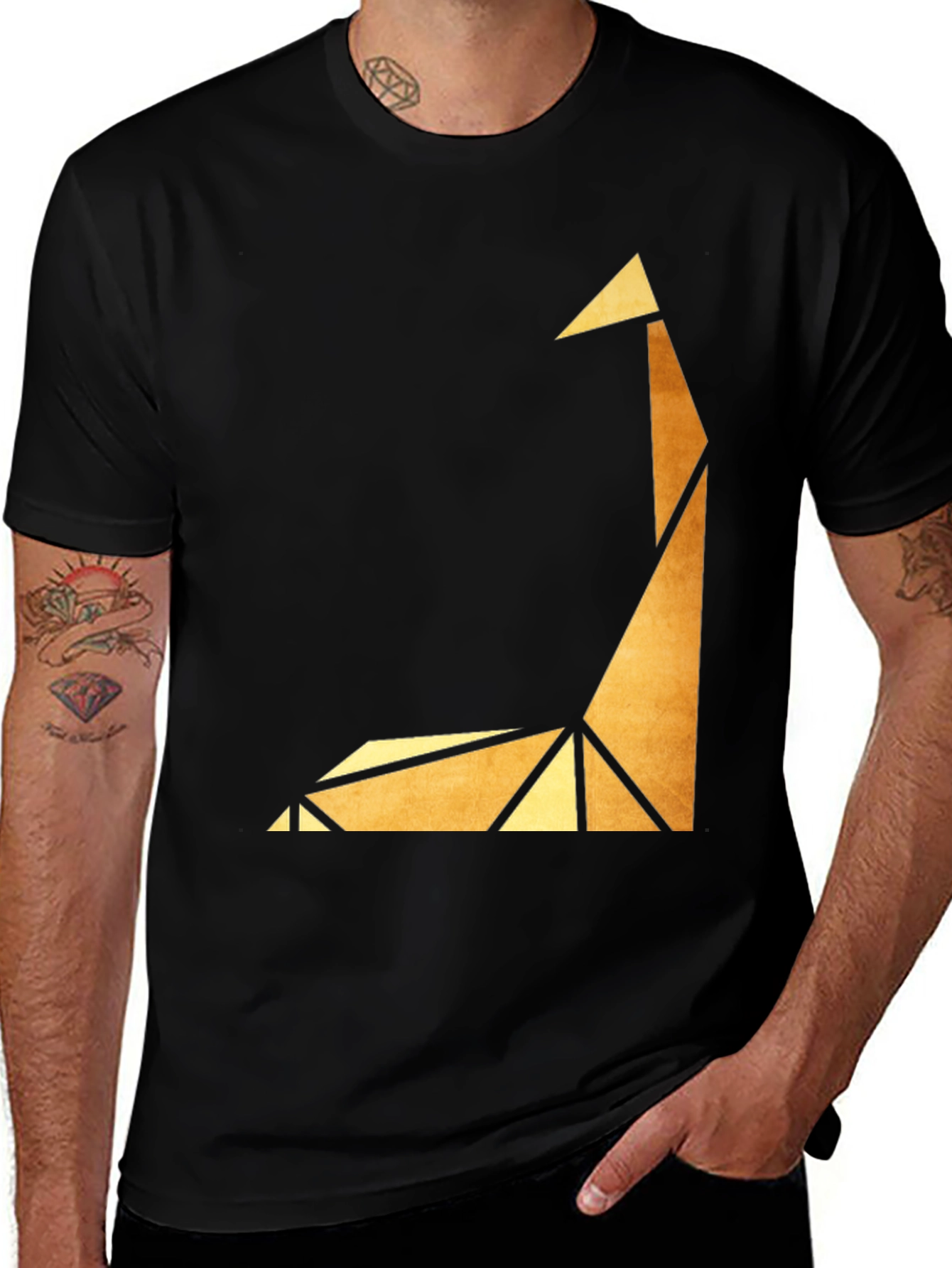 Geometric Giraffe Graphic Tee - Modern Art Shirt