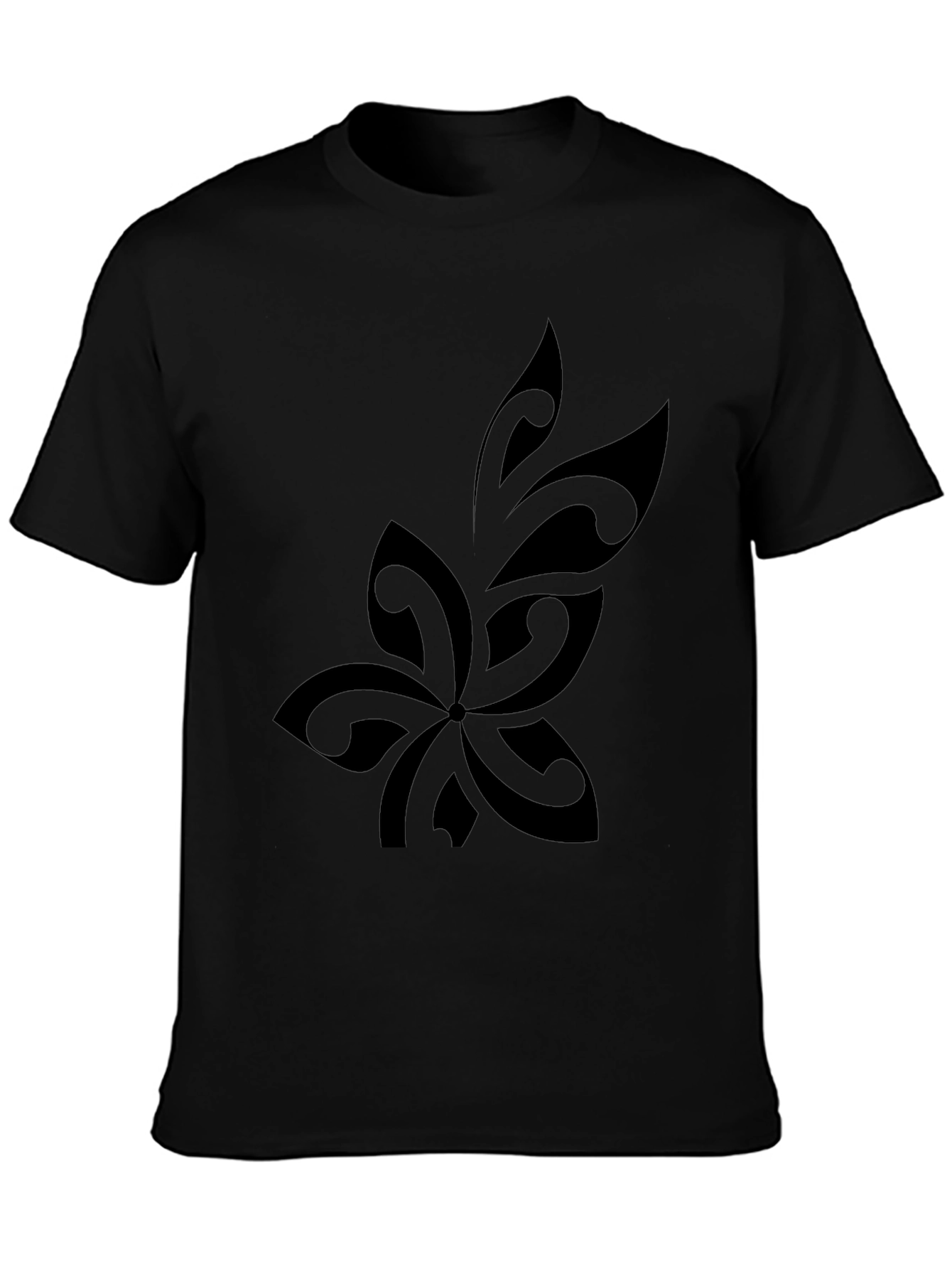 Mens Black Tribal Flower Graphic T-Shirt