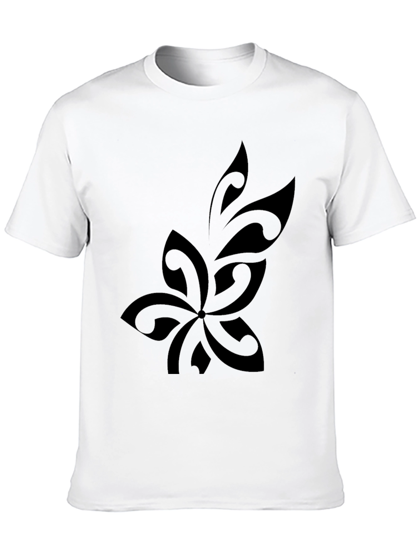 Mens Black Tribal Flower Graphic T-Shirt