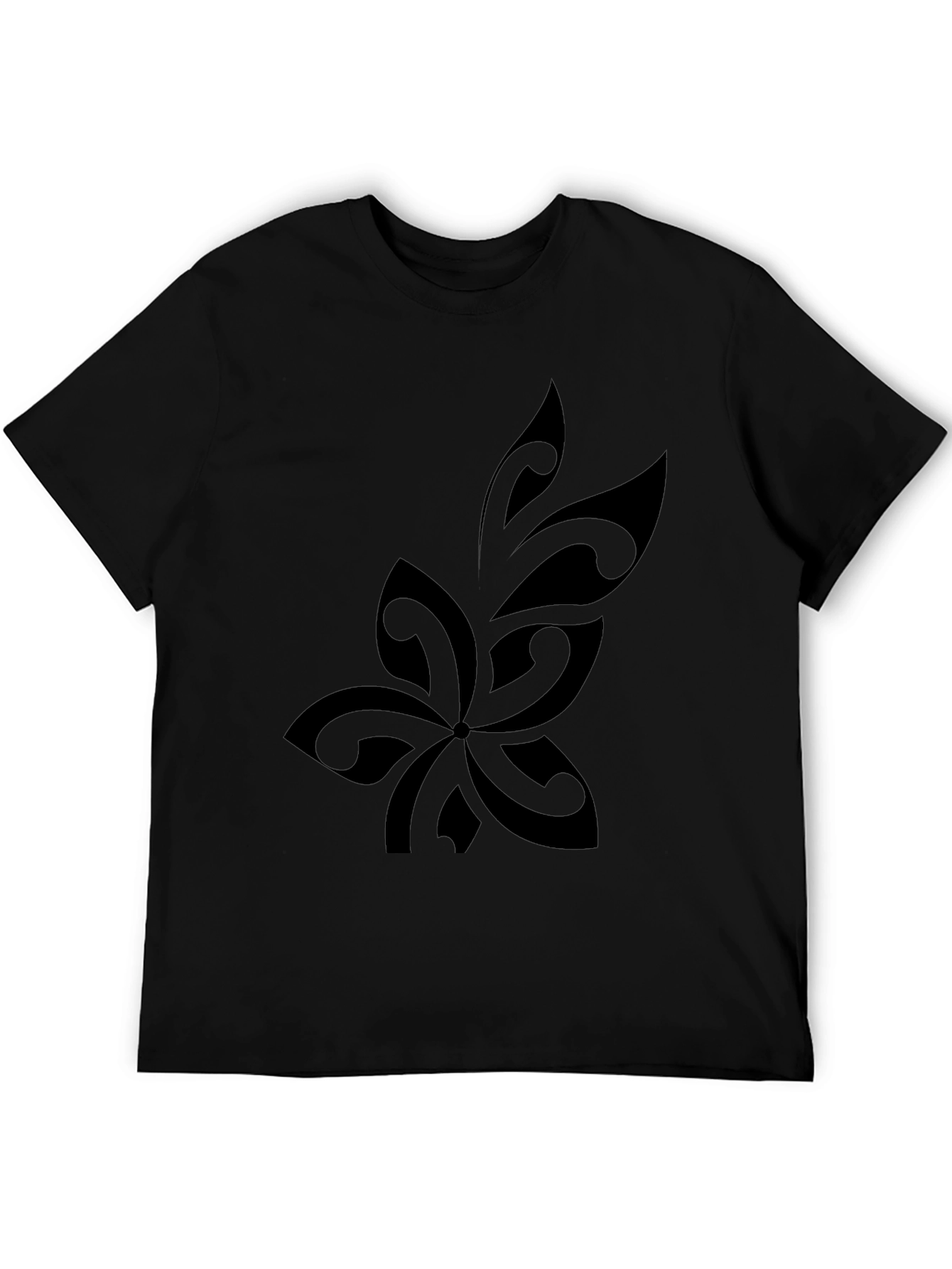 Mens Black Tribal Flower Graphic T-Shirt