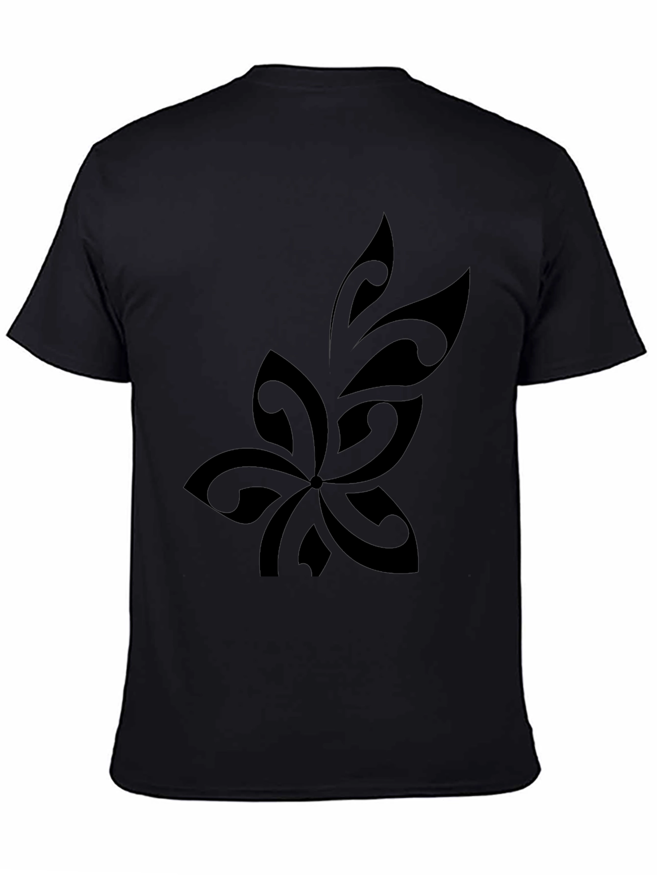 Mens Black Tribal Flower Graphic T-Shirt