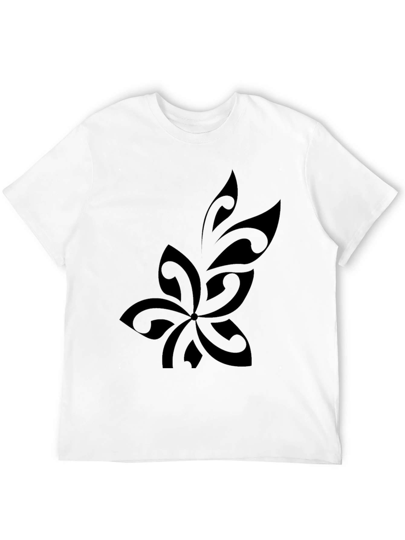Mens Black Tribal Flower Graphic T-Shirt