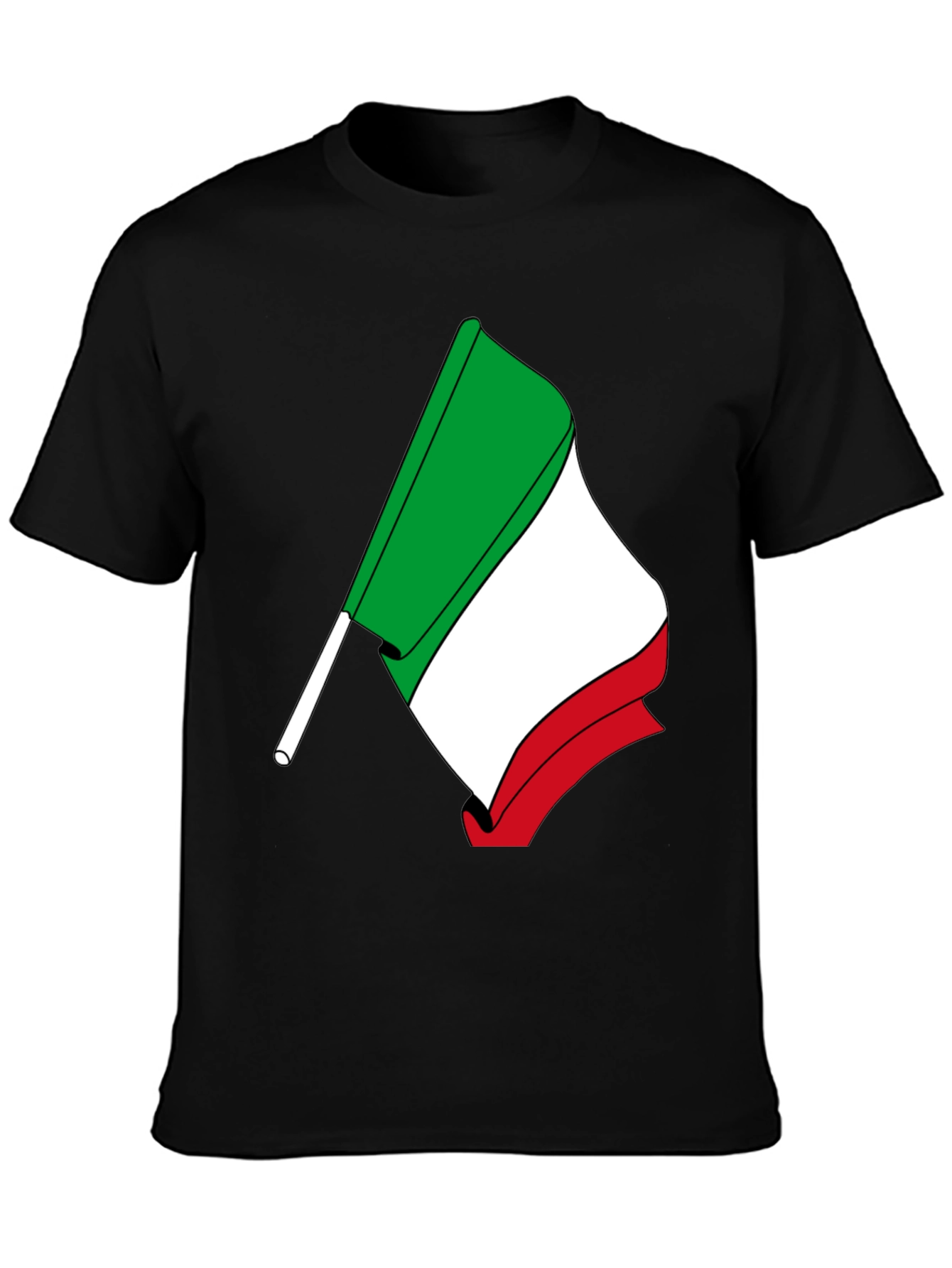Italian Flag Graphic Tee - Black Cotton T-Shirt