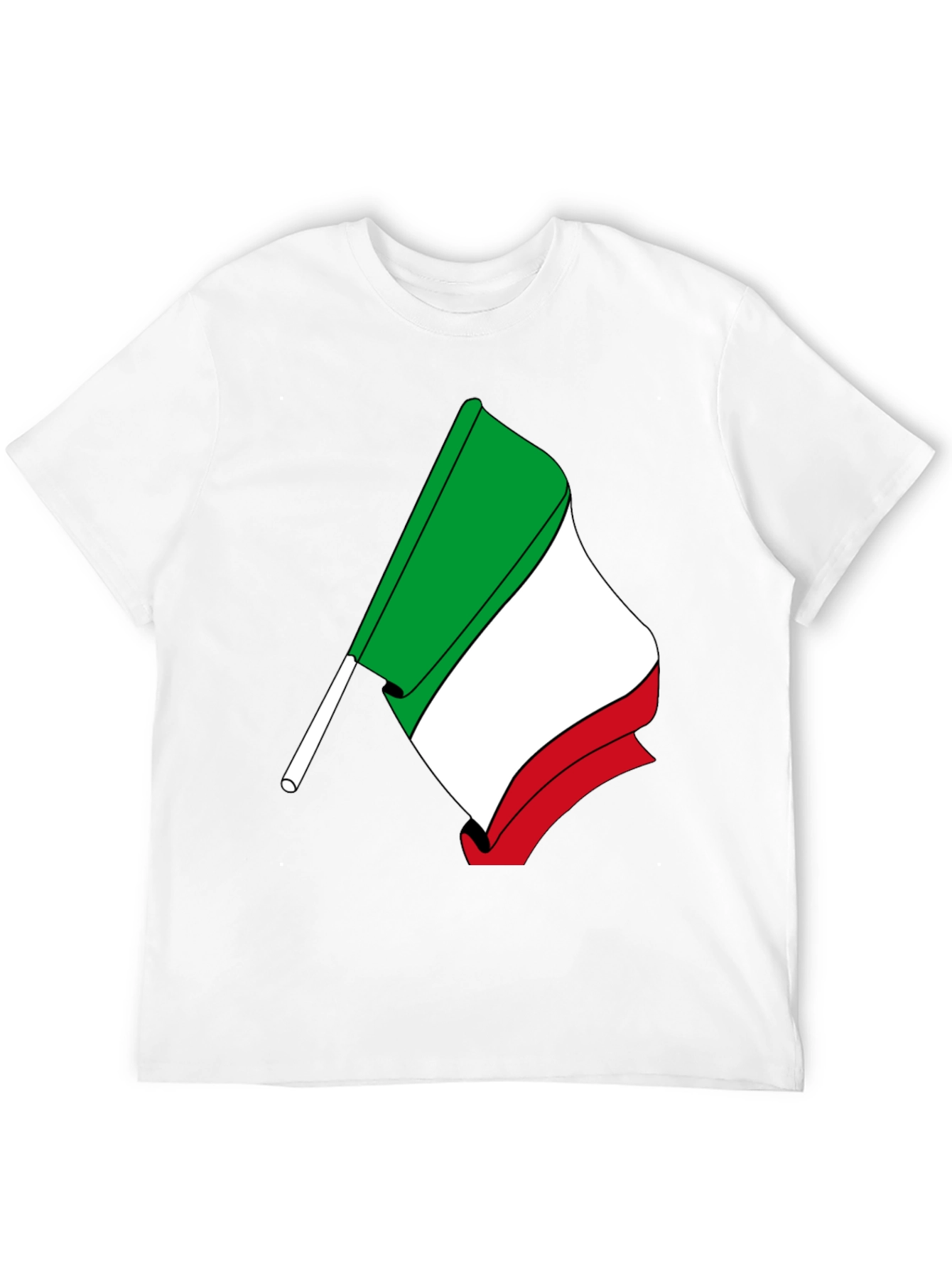Italian Flag Graphic Tee - Black Cotton T-Shirt