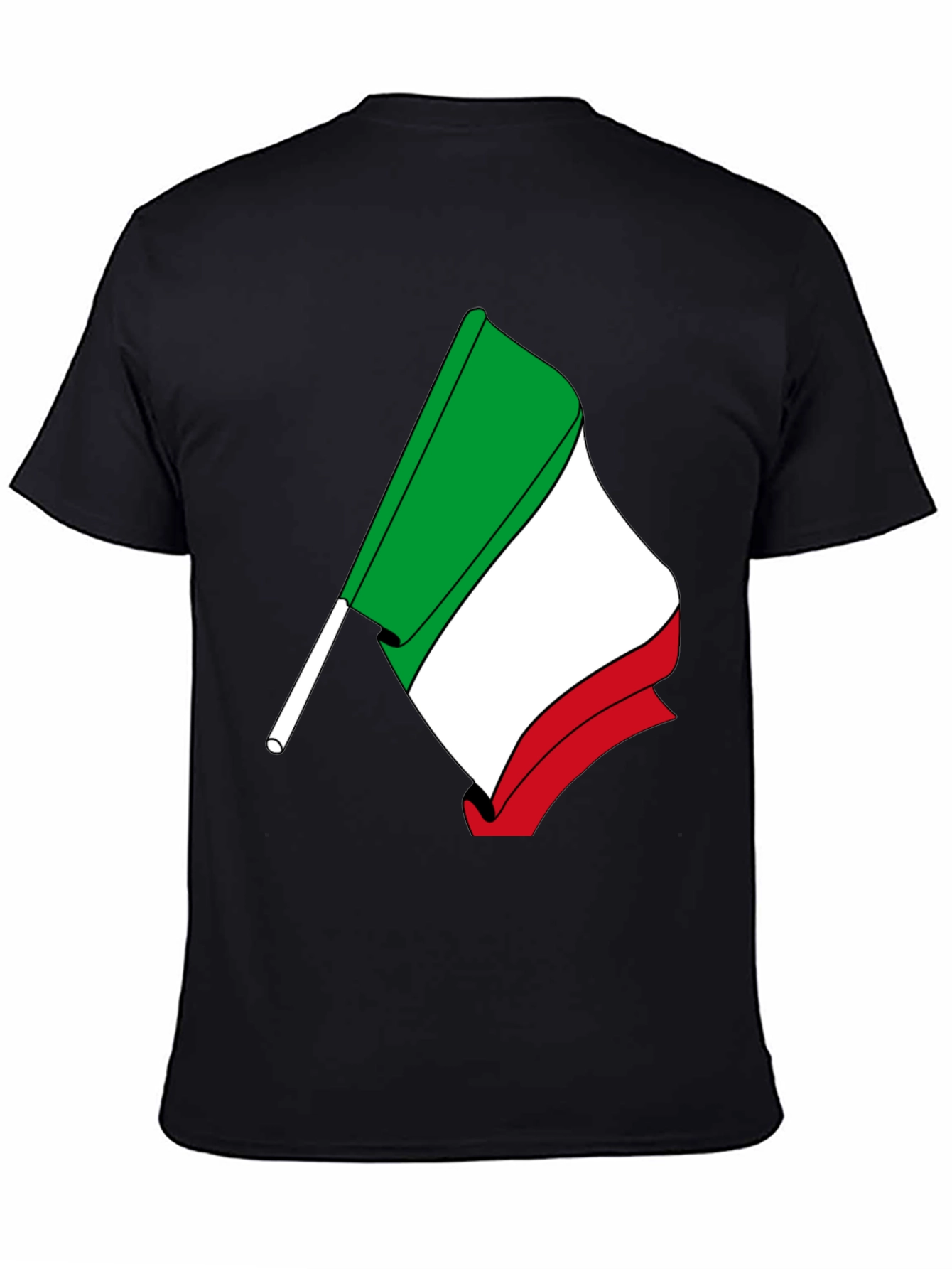 Italian Flag Graphic Tee - Black Cotton T-Shirt