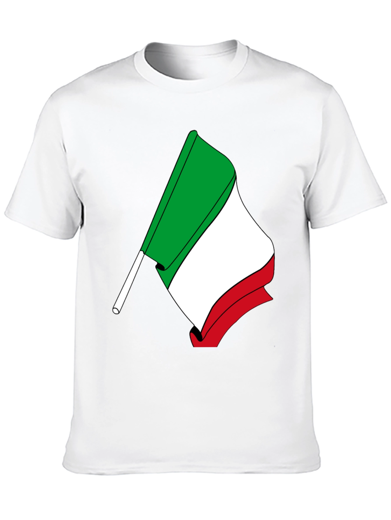 Italian Flag Graphic Tee - Black Cotton T-Shirt