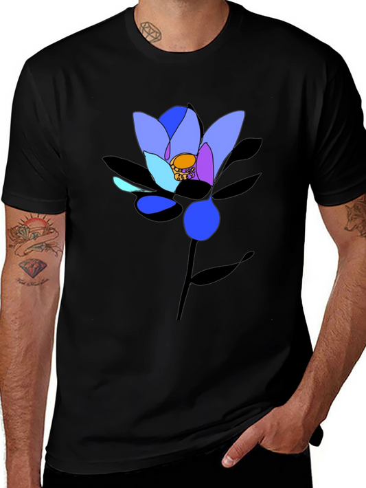 Abstract Floral Graphic Black T-Shirt