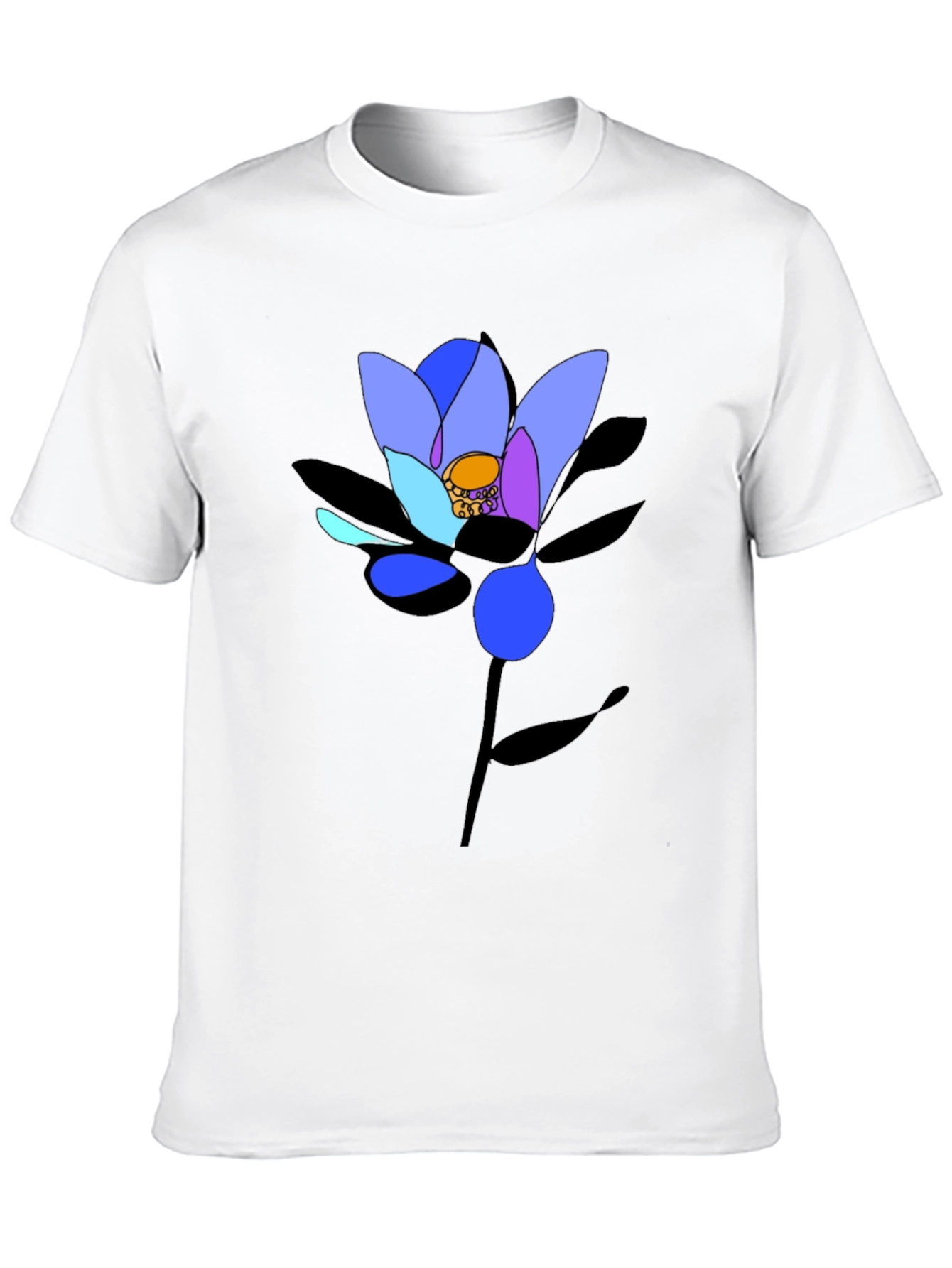 Abstract Floral Graphic Black T-Shirt