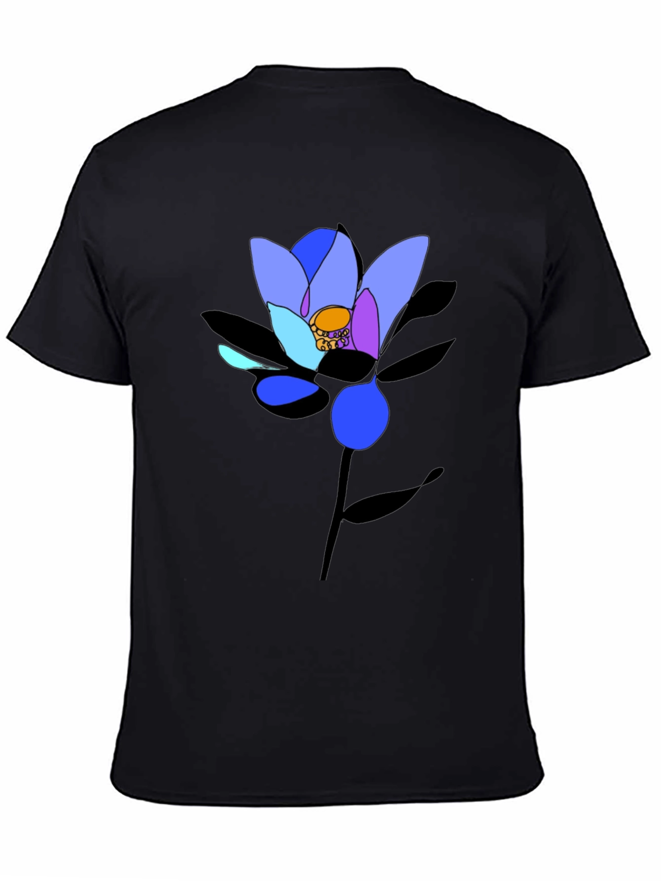 Abstract Floral Graphic Black T-Shirt