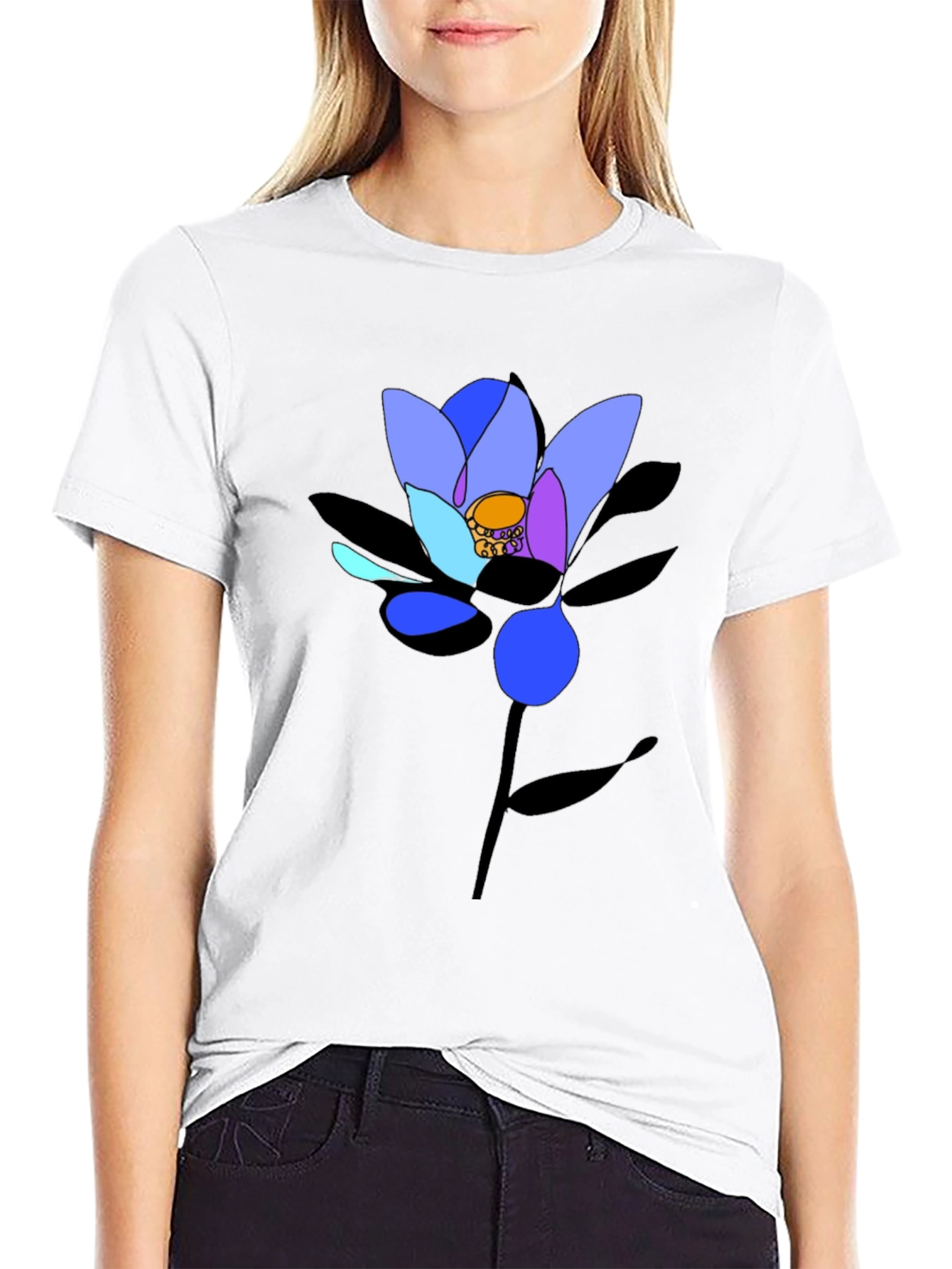 Abstract Floral Graphic Black T-Shirt