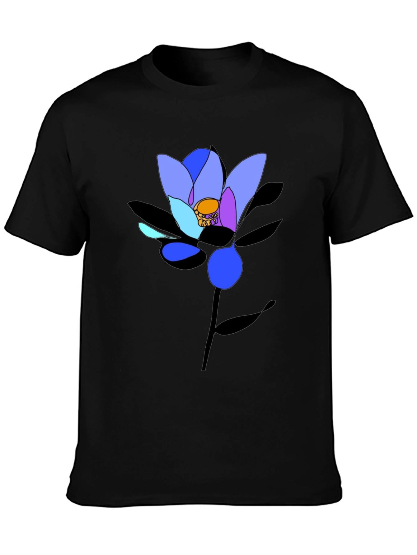 Abstract Floral Graphic Black T-Shirt