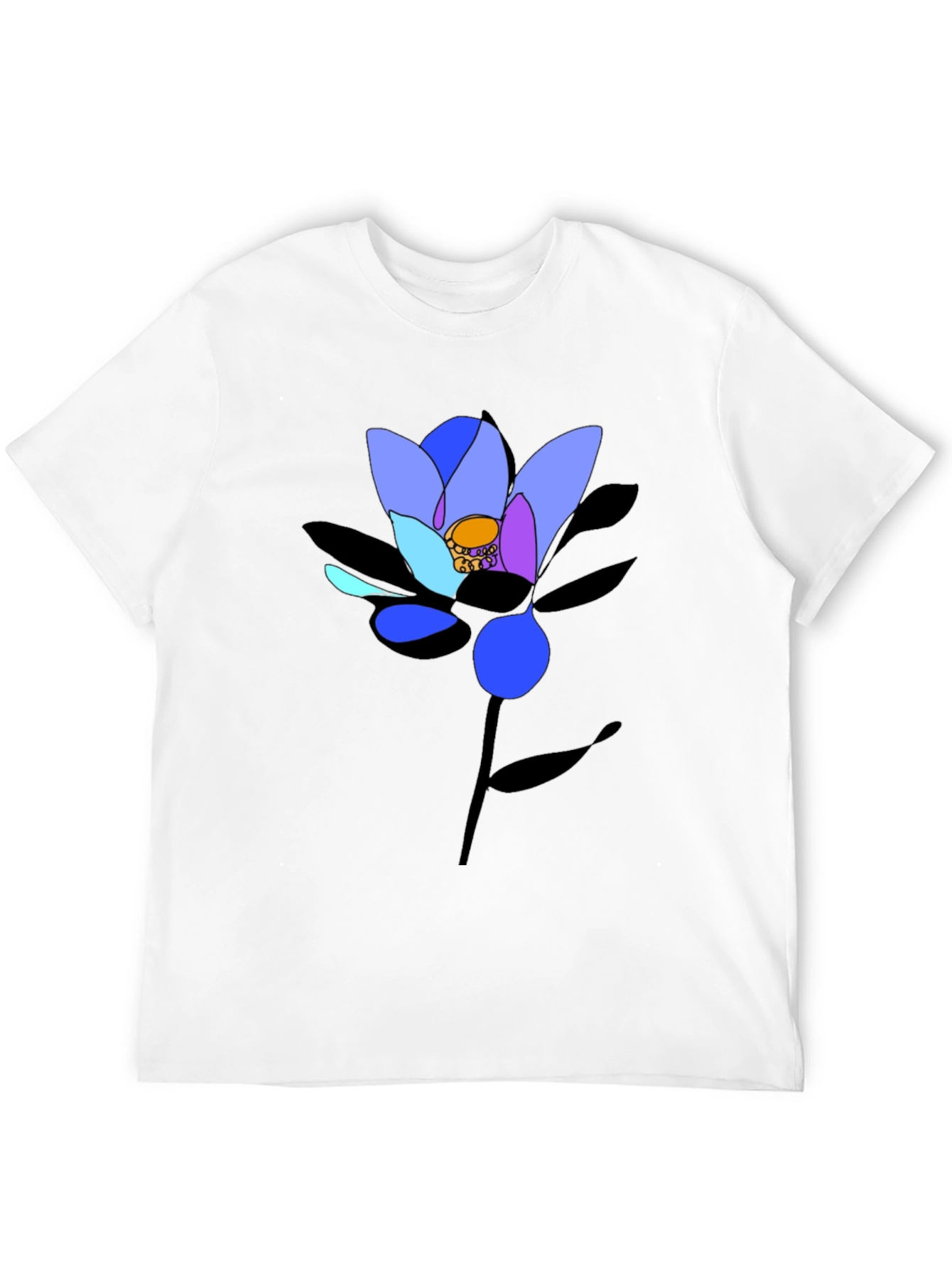 Abstract Floral Graphic Black T-Shirt