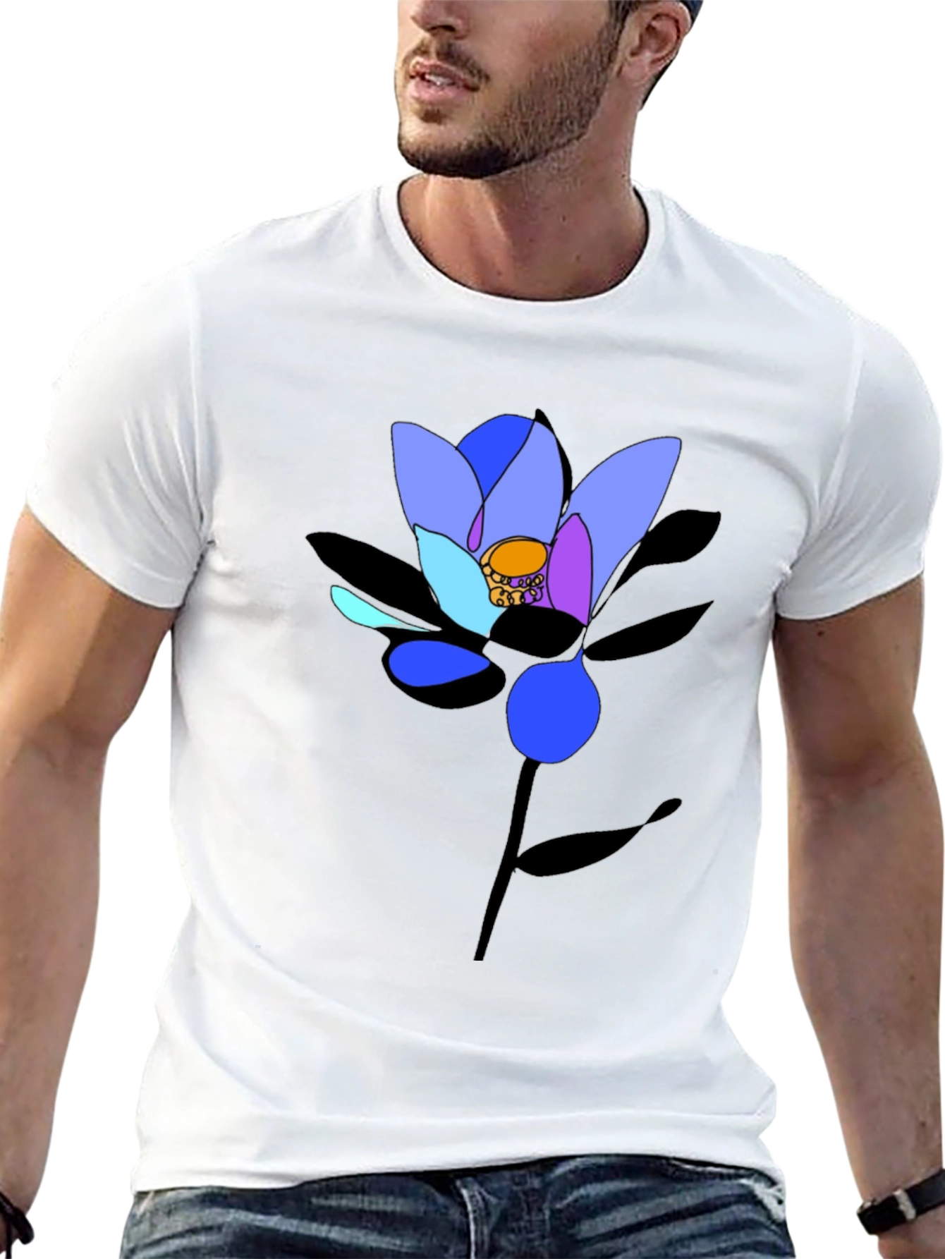 Abstract Floral Graphic Black T-Shirt