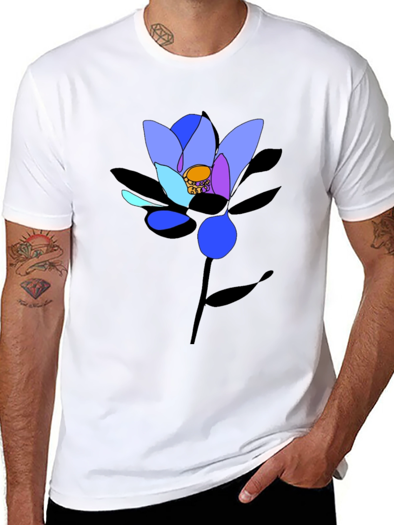 Abstract Floral Graphic Black T-Shirt