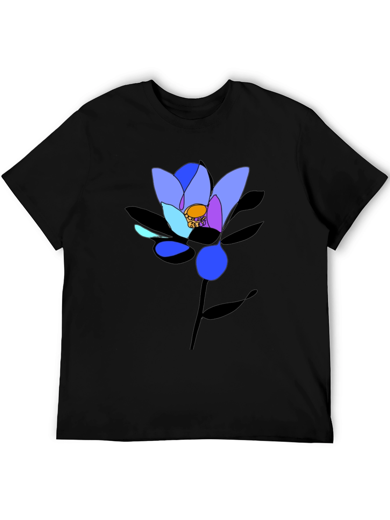 Abstract Floral Graphic Black T-Shirt